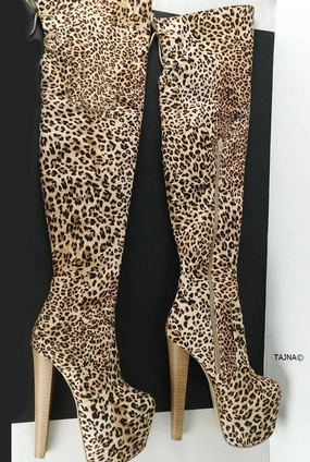 Leopard Over The Knee Boots