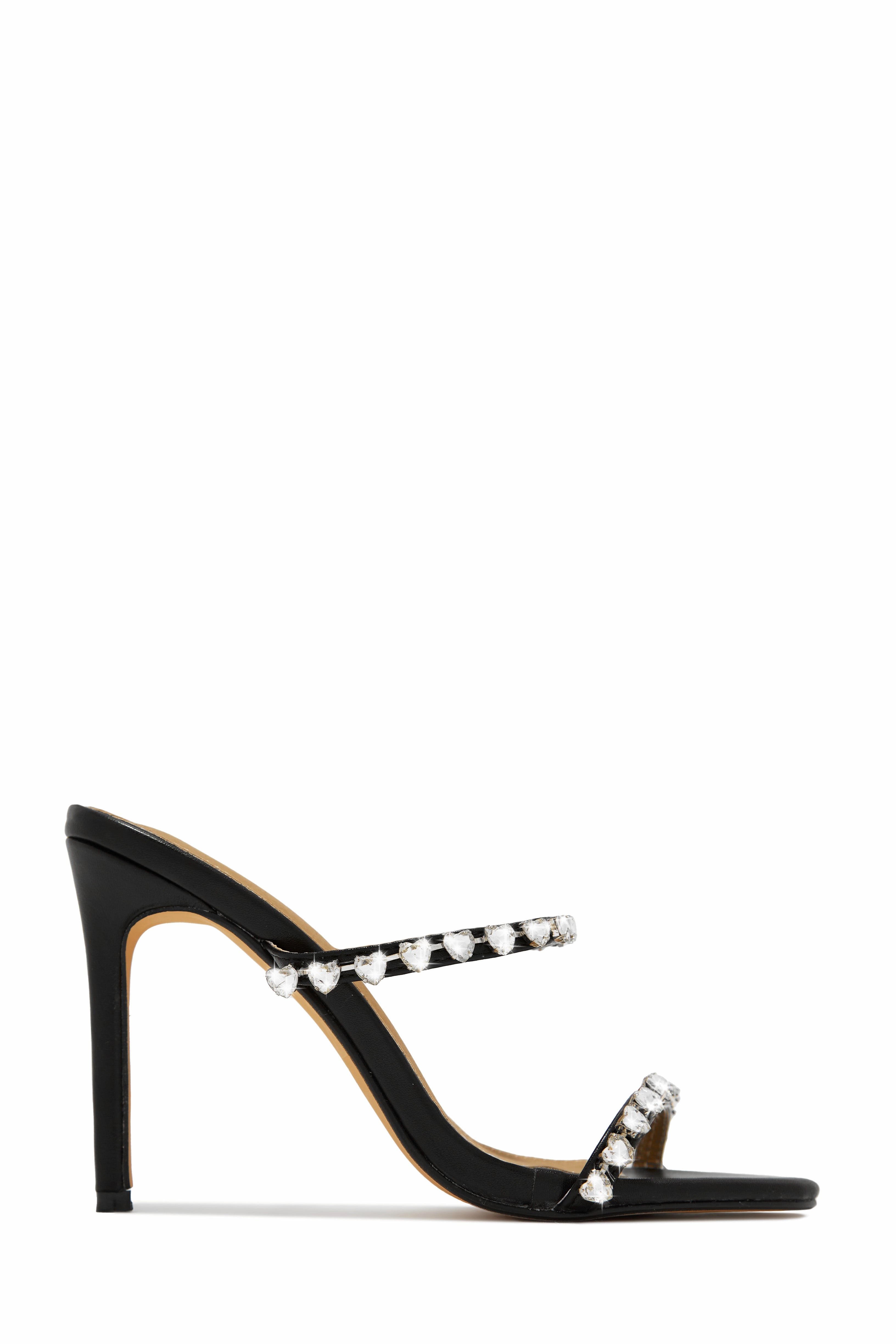 Love Addiction Embellished High Heel Mules - White