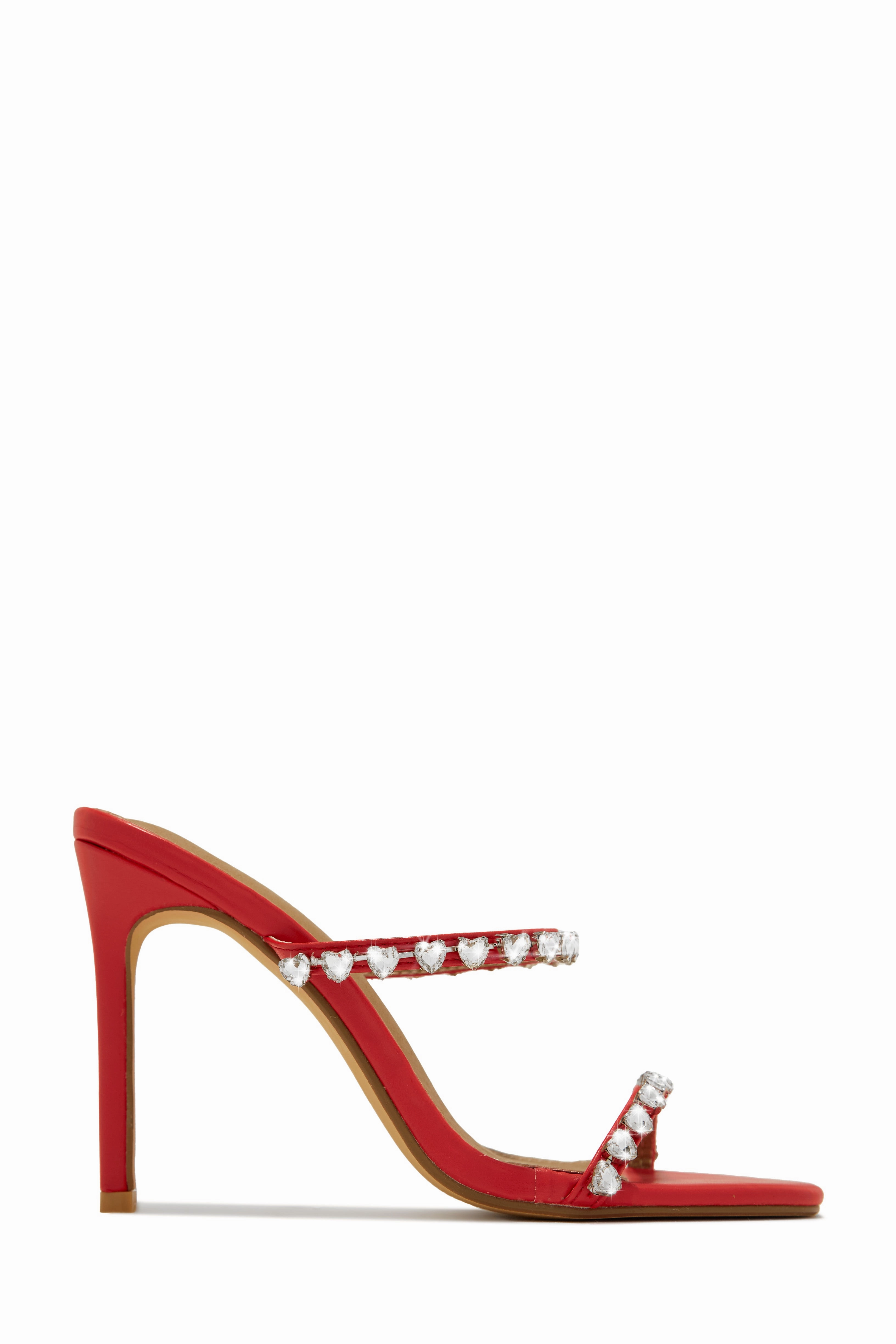 Love Addiction Embellished High Heel Mules - White