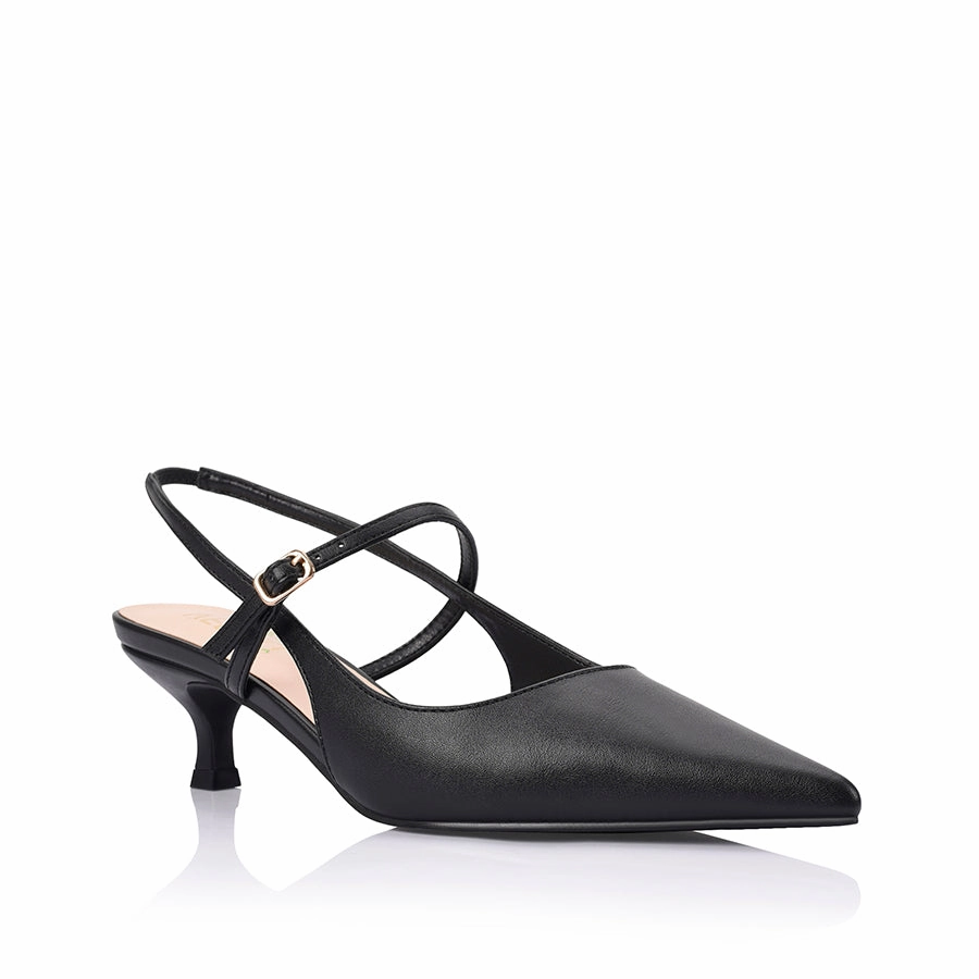 Luce Slingback Kitten Heels - Black