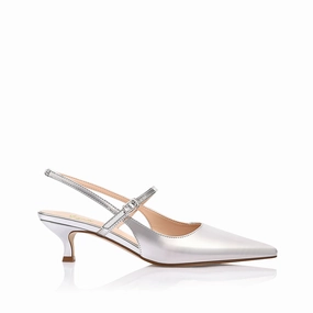 Luce Slingback Kitten Heels - Silver Mirror