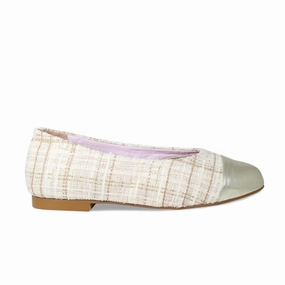 Luna: Cream Tweed & Gold Leather