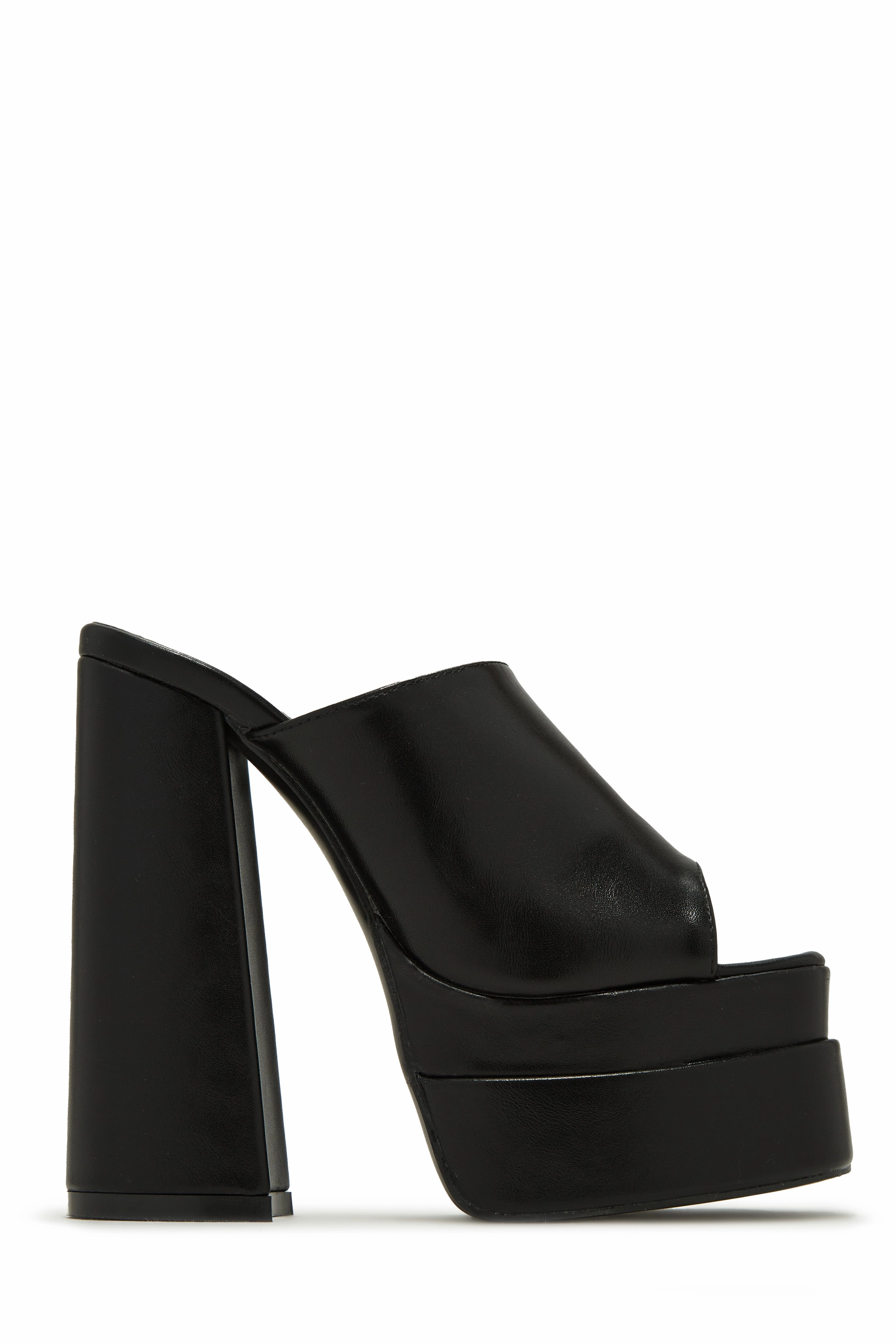 Lynden Platform Block Heel Mules - Black