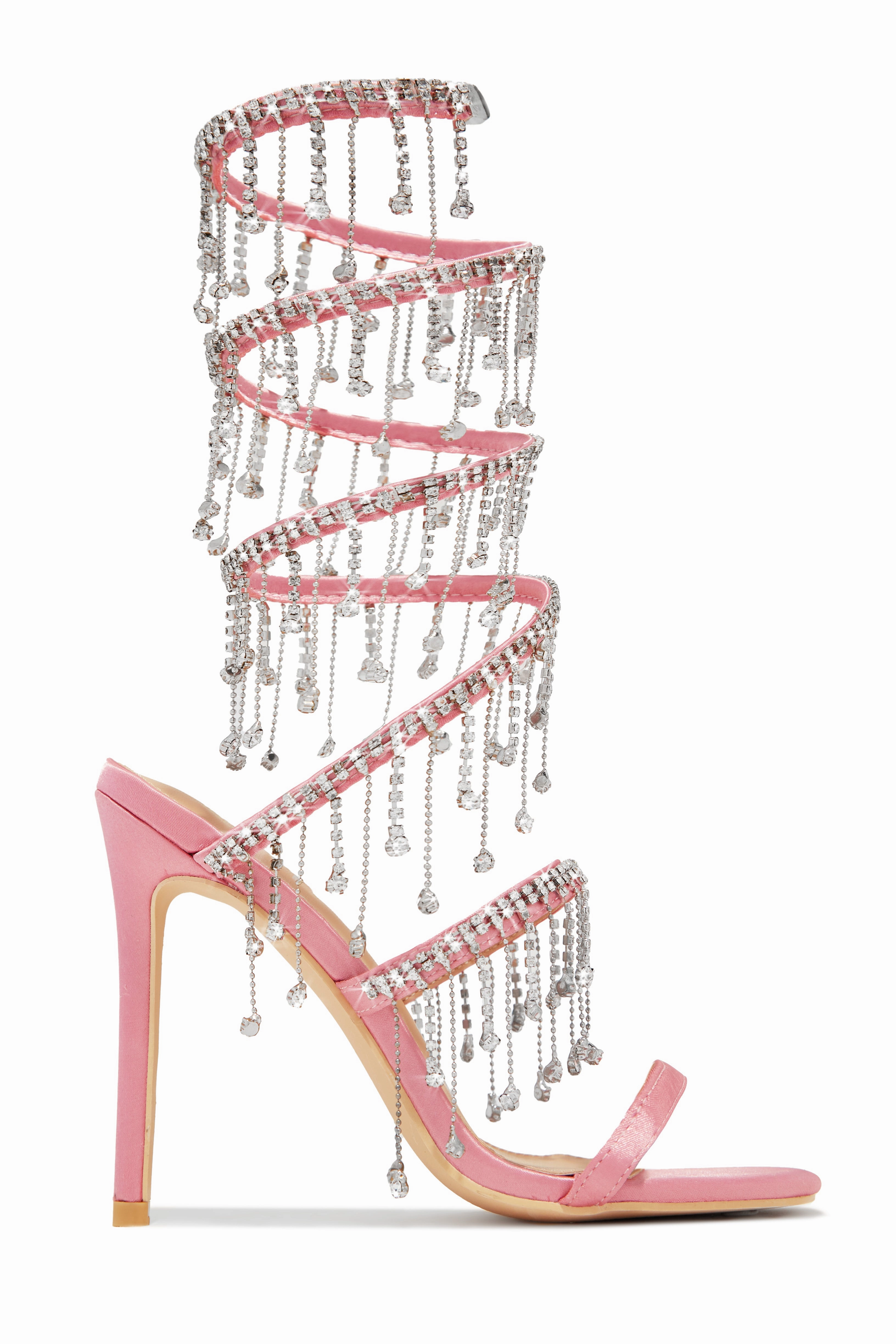 Mariah Embellished Around The Ankle Coil Heels - Black