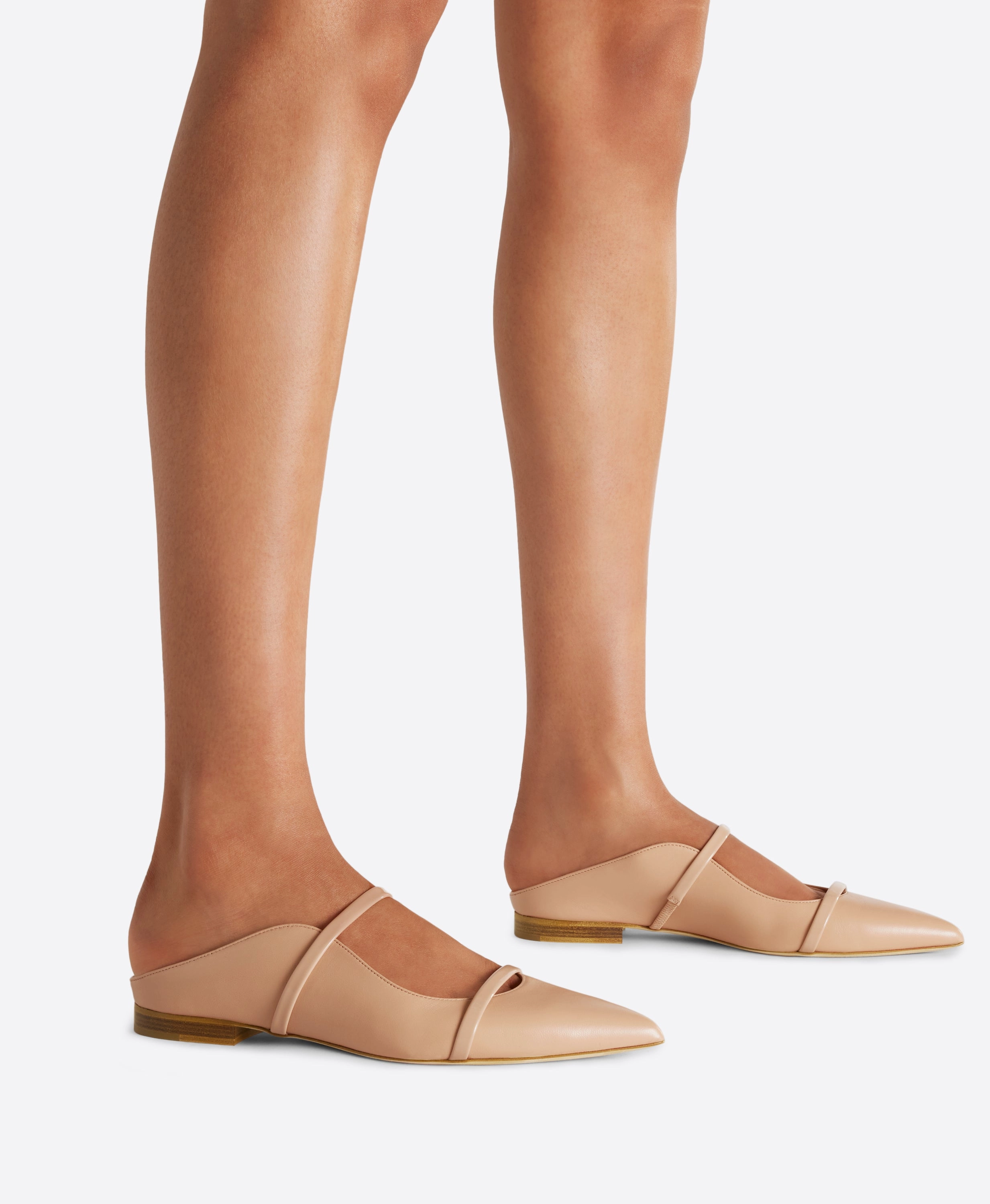 Maureen Buff Leather Flat Mules