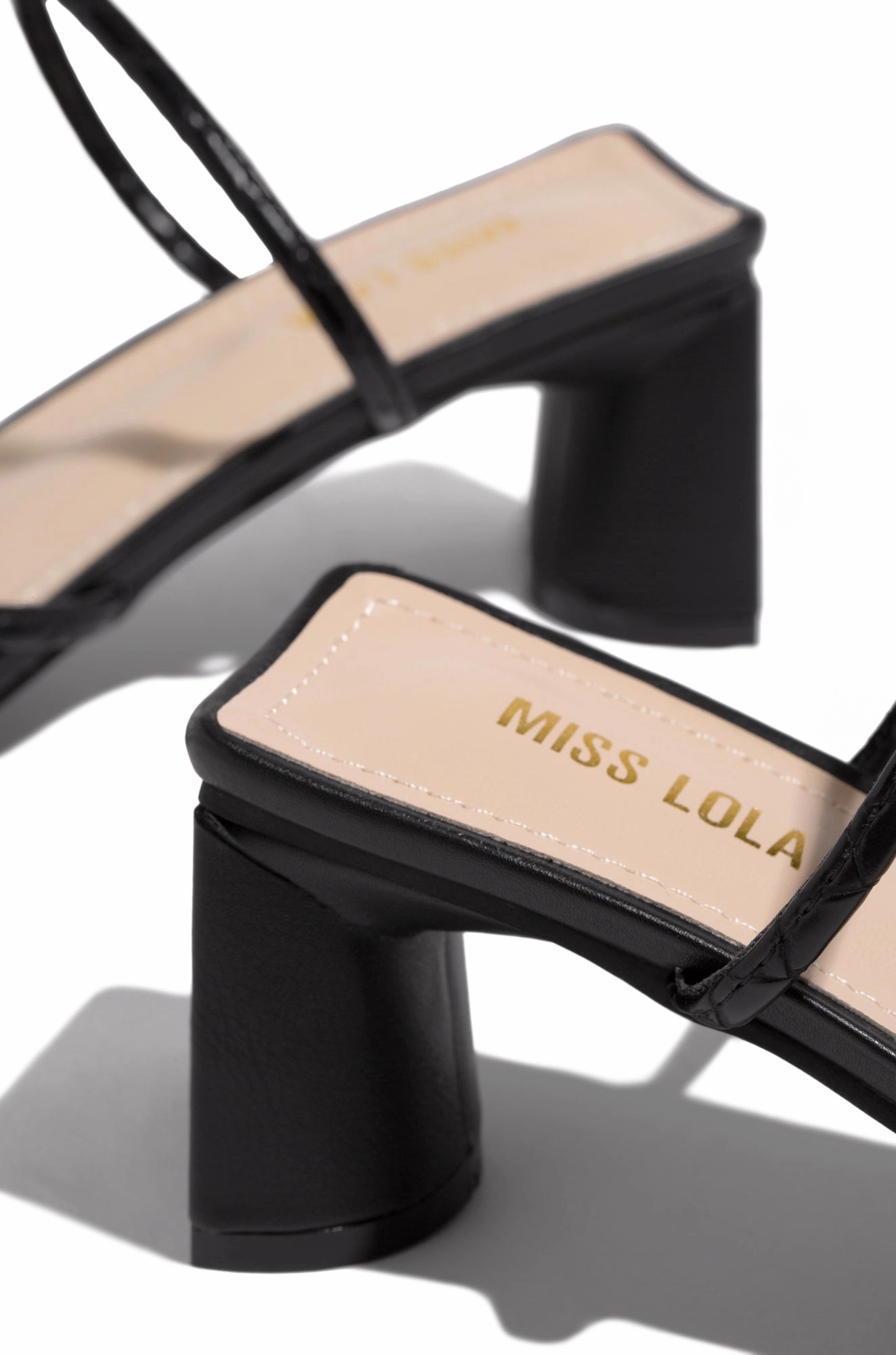 Milla Block Mid Heel Mules - Black
