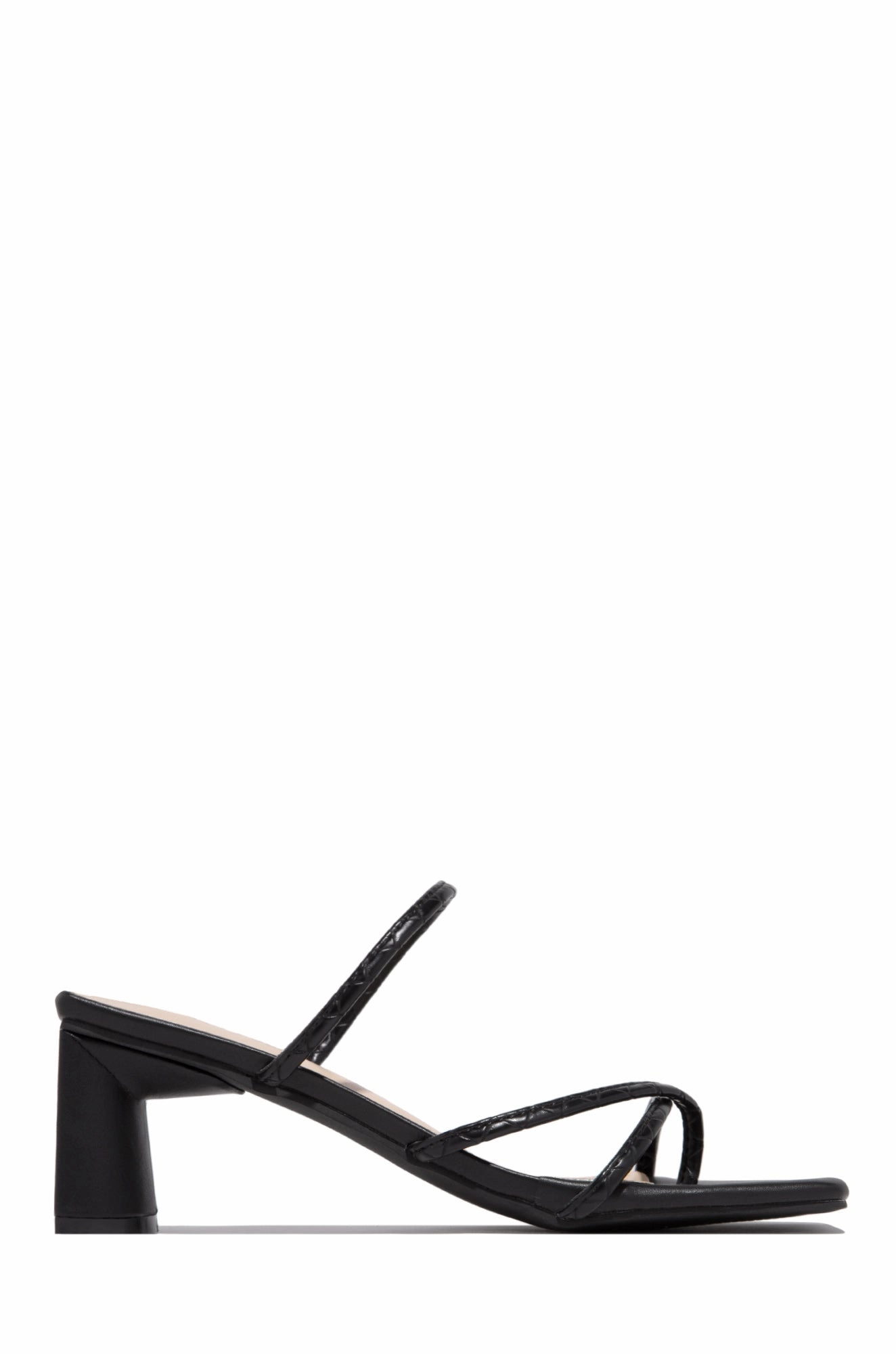 Milla Block Mid Heel Mules - Black
