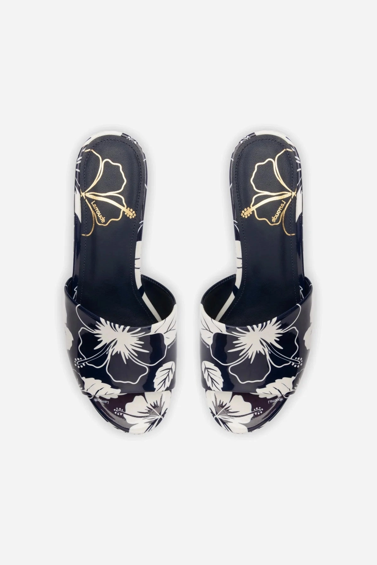 Miso Platform Sandal In Navy Printed Leather