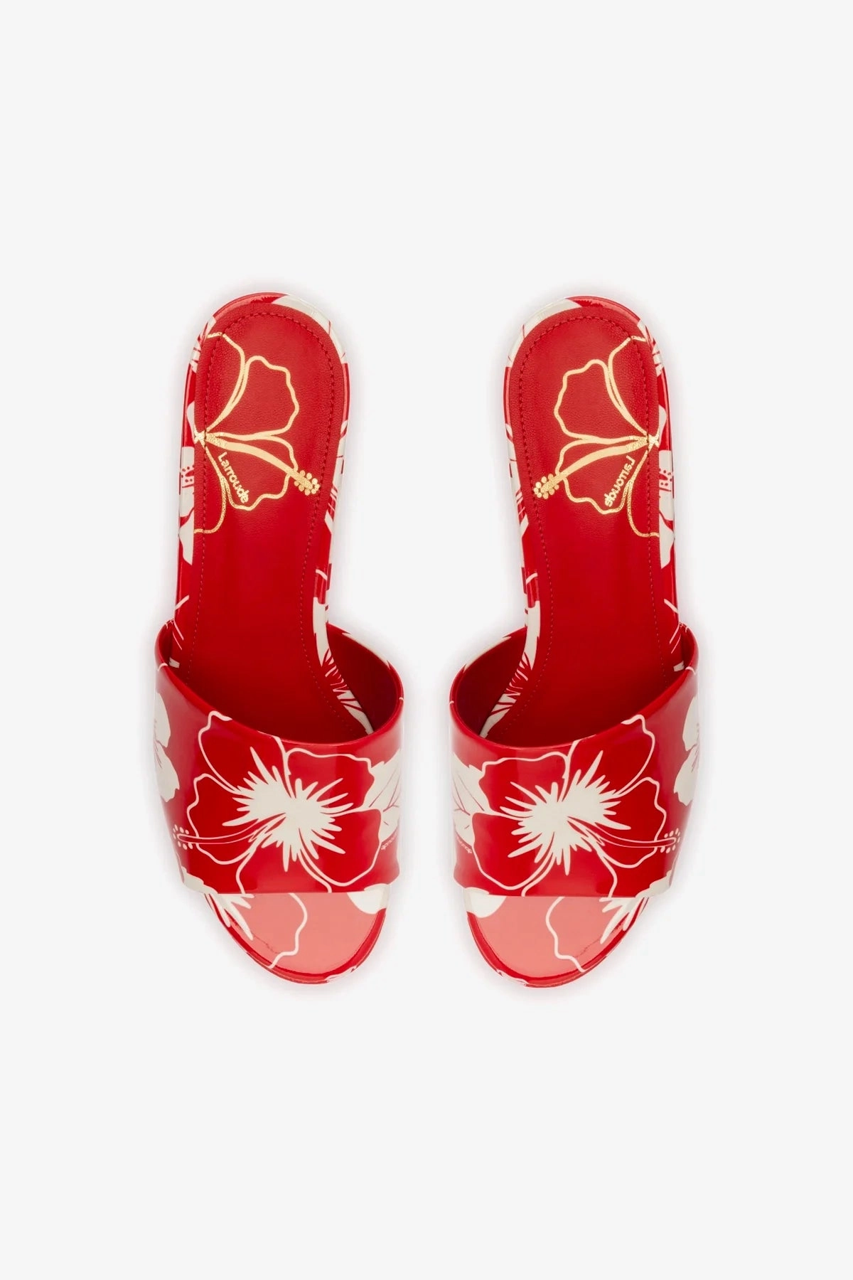 Miso Platform Sandal In Scarlet Printed Leather