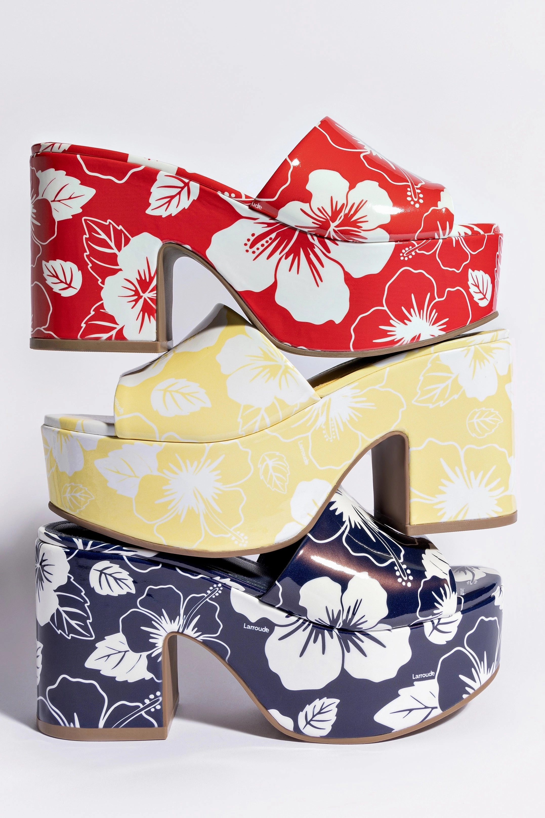 Miso Platform Sandal In Scarlet Printed Leather