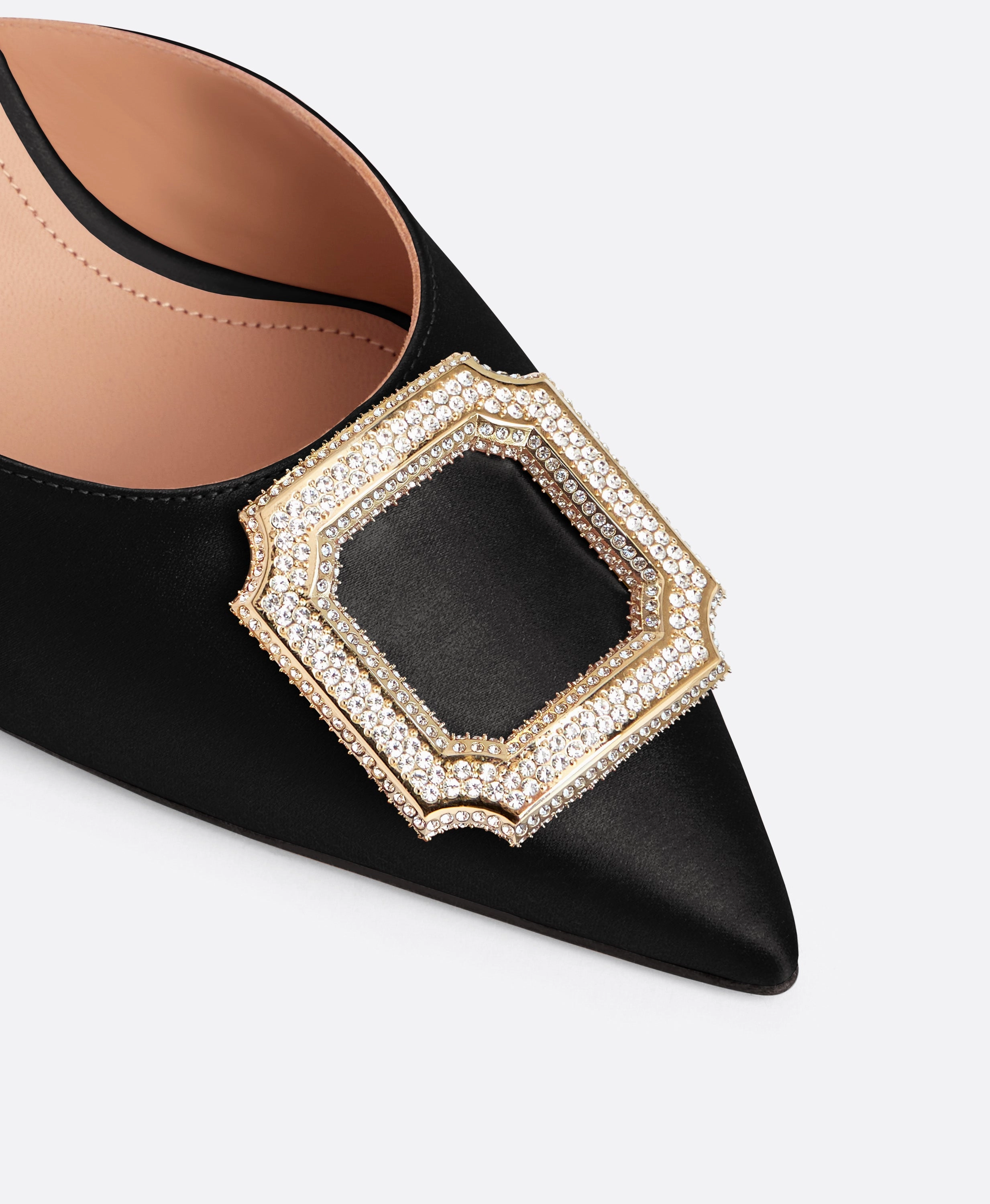 Mona 70 Black Satin Mules