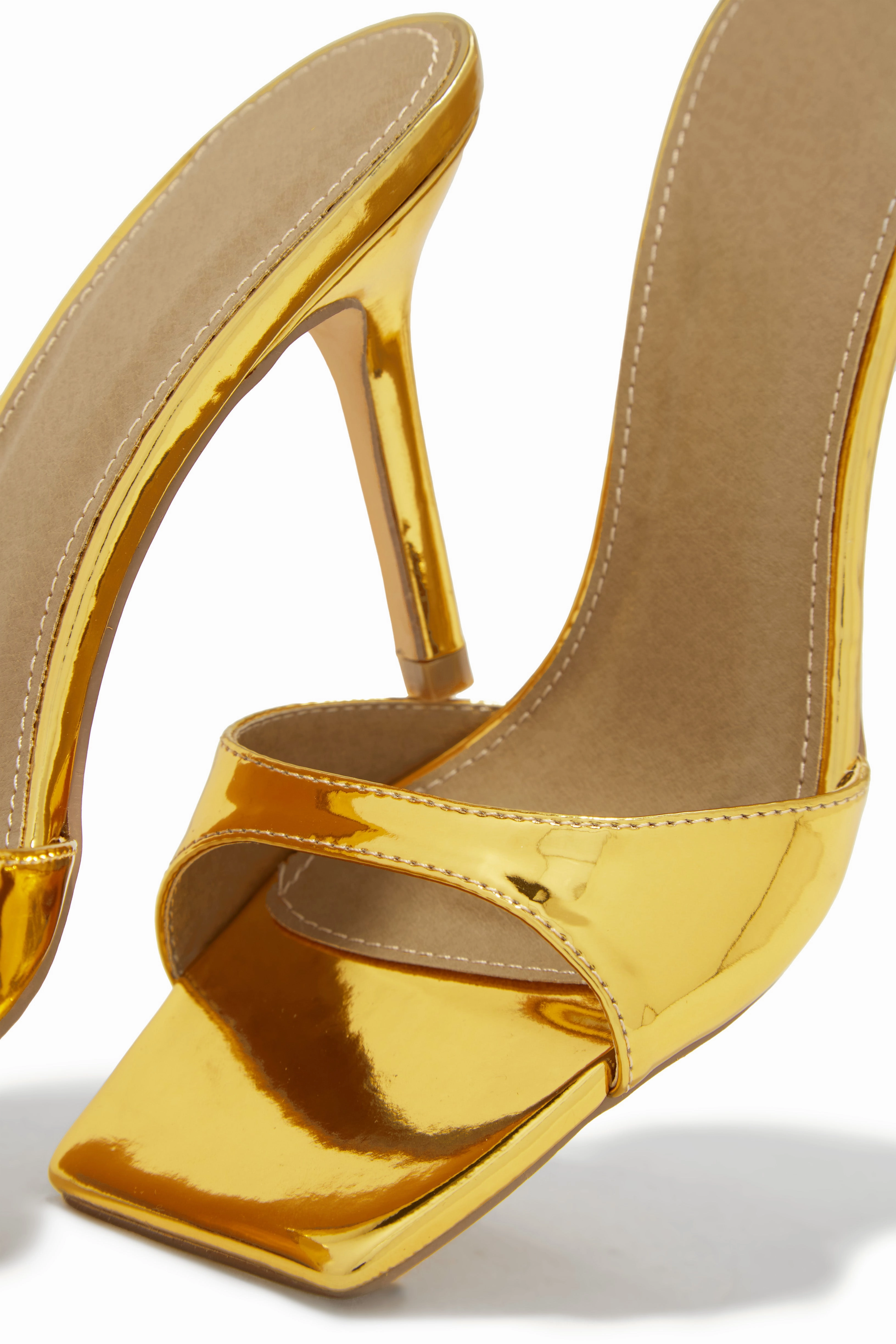 Nellie Mid Heel Mules - Gold