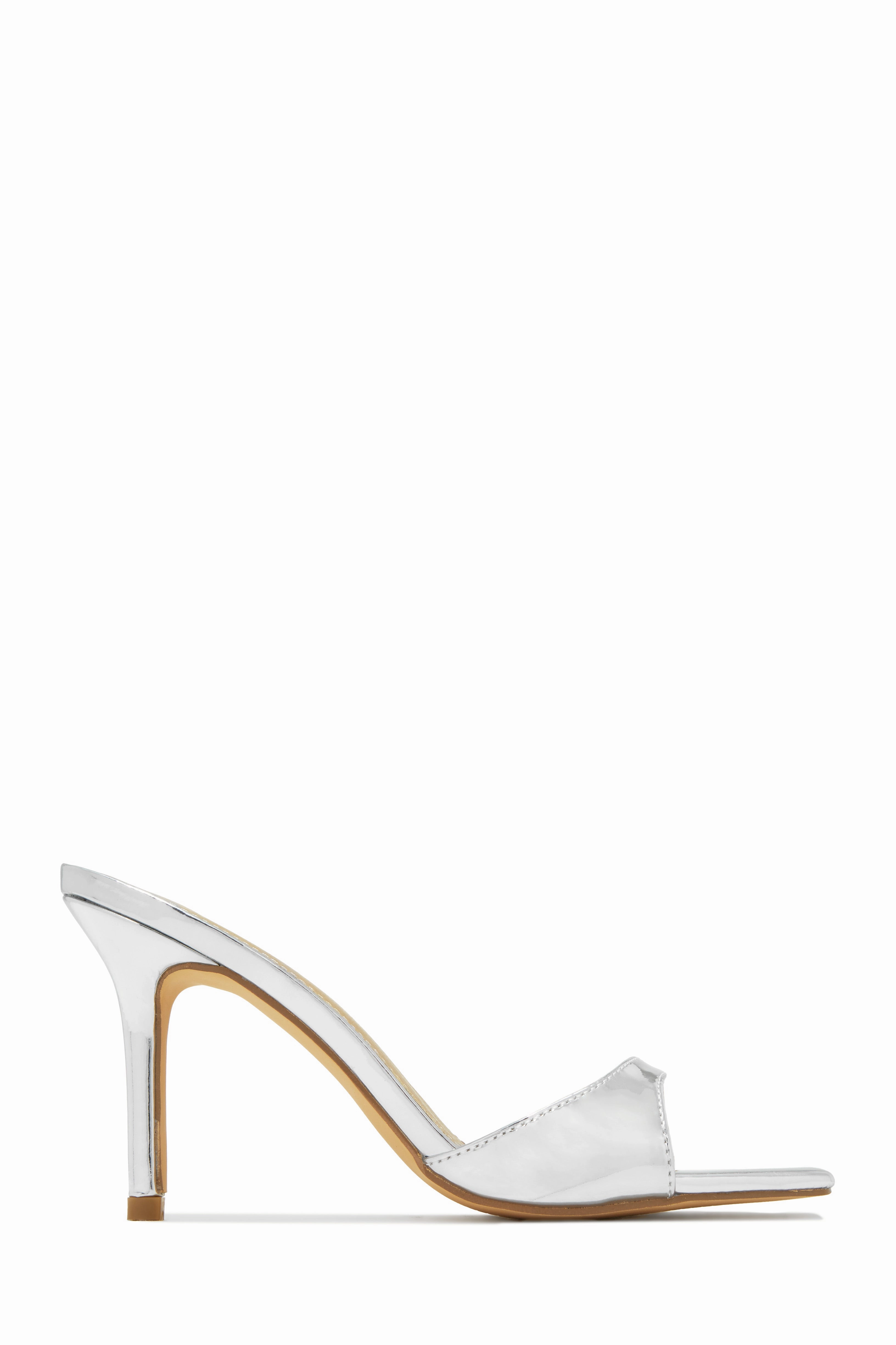 Nellie Mid Heel Mules - Silver