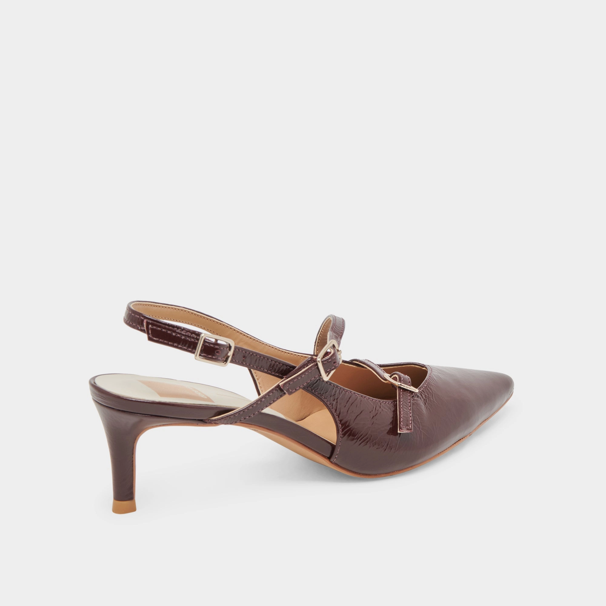 PAMLA MID WIDE HEELS CRANBERRY CRINKLE PATENT