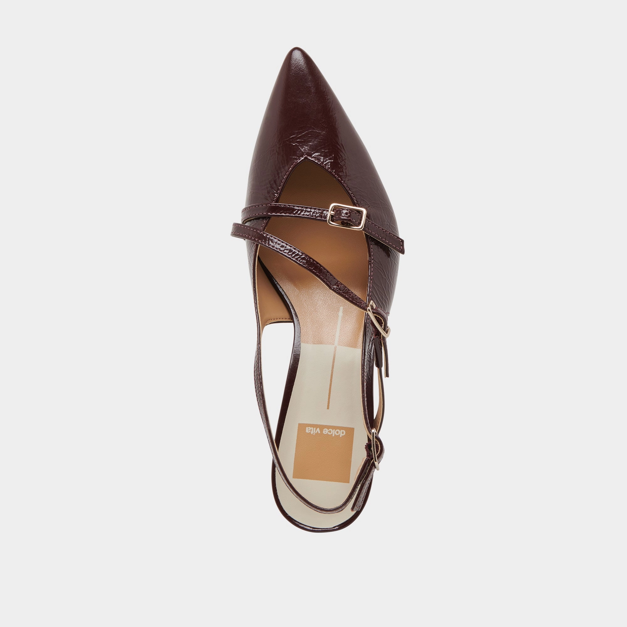 PAMLA MID WIDE HEELS CRANBERRY CRINKLE PATENT