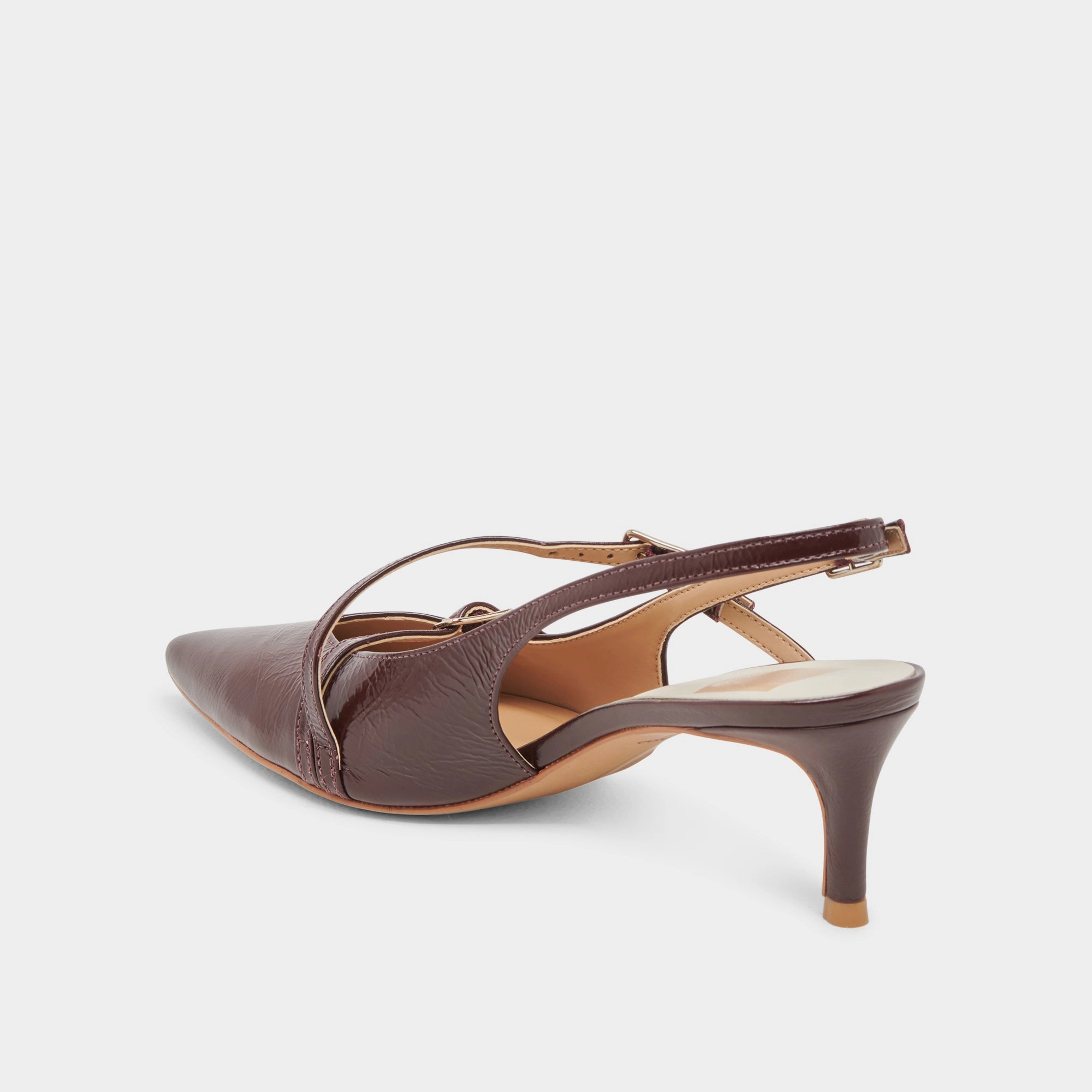 PAMLA MID WIDE HEELS CRANBERRY CRINKLE PATENT
