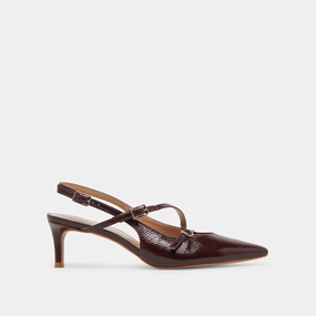PAMLA MID WIDE HEELS CRANBERRY CRINKLE PATENT
