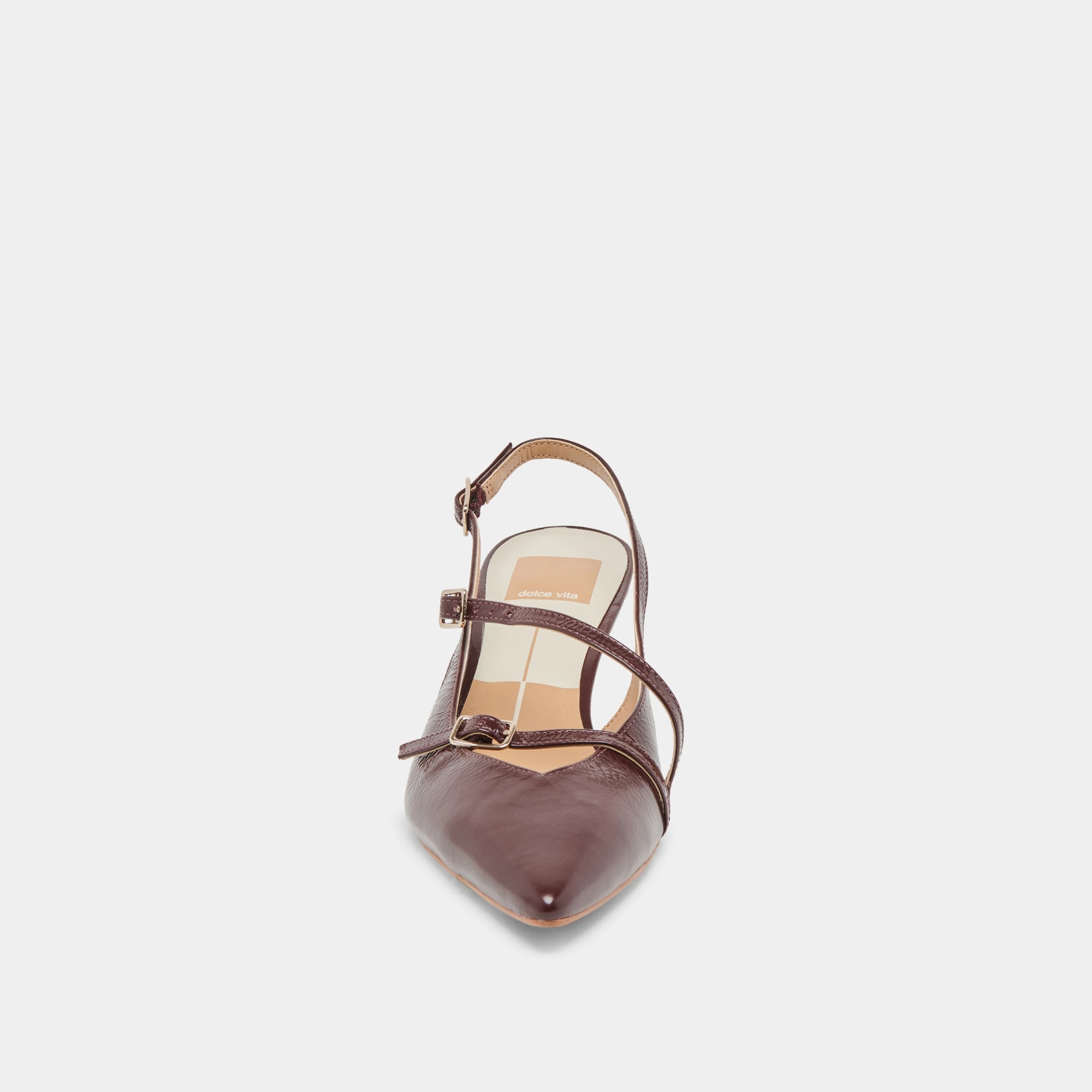 PAMLA MID WIDE HEELS CRANBERRY CRINKLE PATENT