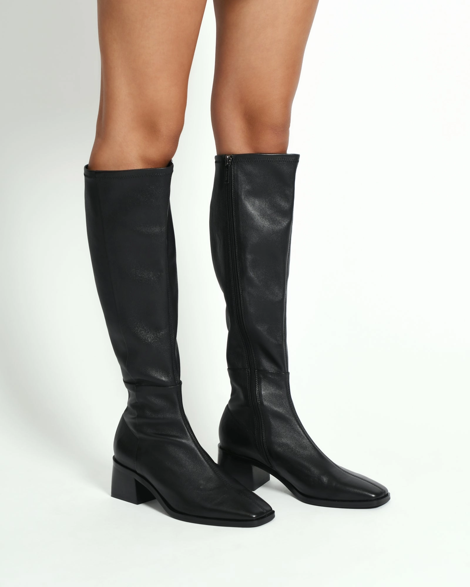 QUEENIE KNEE BOOTS BLACK LEATHER
