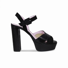 Remy: Black Suede & Snake Print Leather