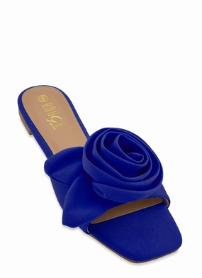 Rose Band Square Toe Slide Sandals