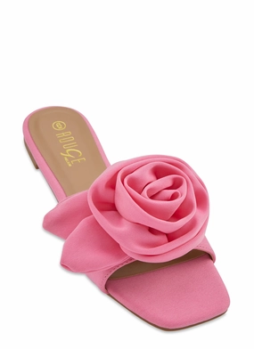 Rose Band Square Toe Slide Sandals