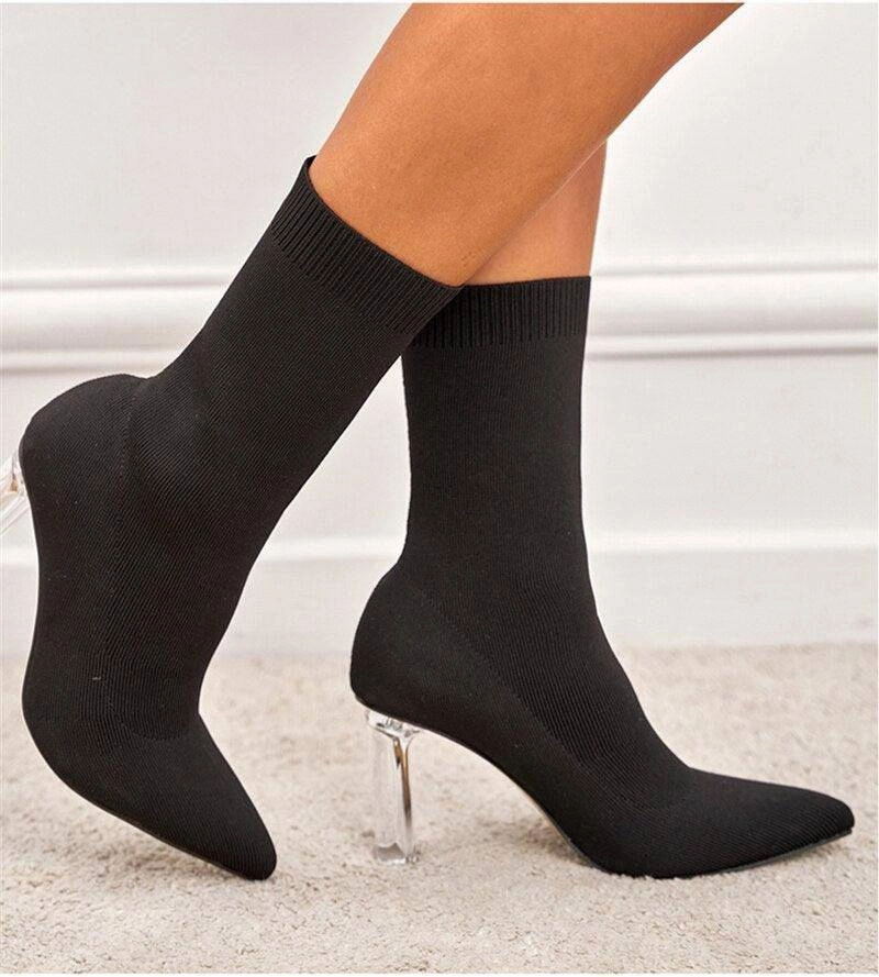 Rowan Knitted Stretchy Solid Stiletto Boots