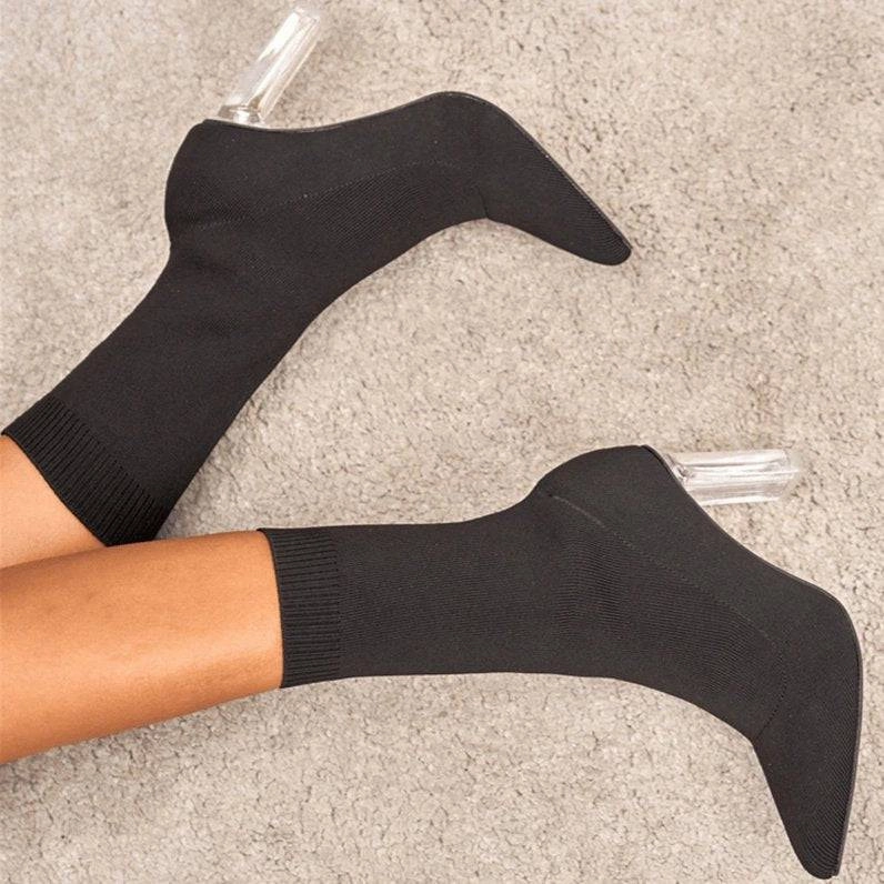 Rowan Knitted Stretchy Solid Stiletto Boots