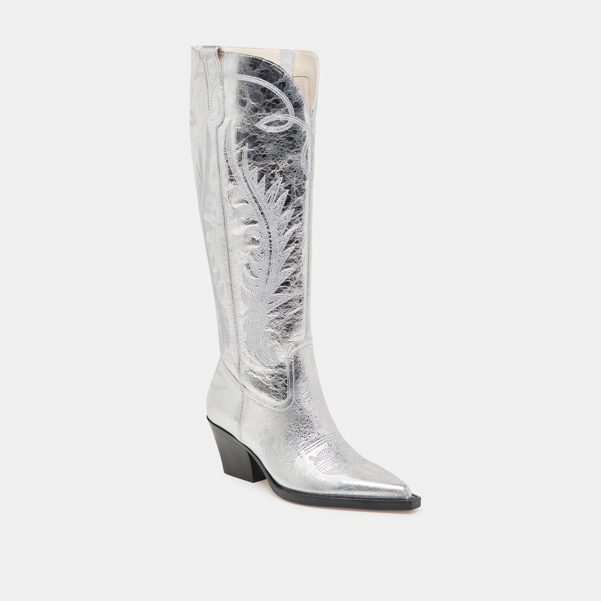 RYATT WIDE CALF BOOTS SILVER DISTRESSED LEATHER