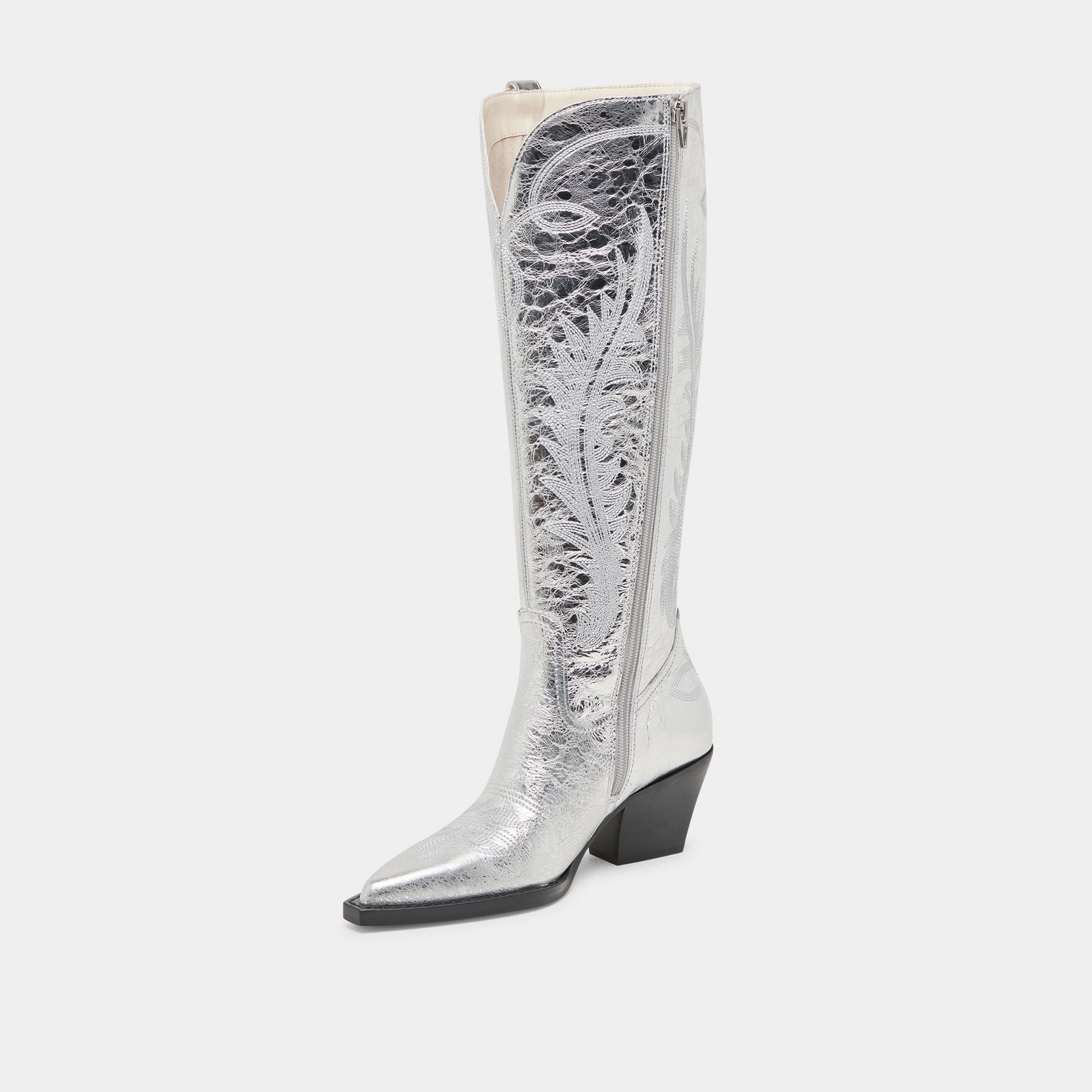 RYATT WIDE CALF BOOTS SILVER DISTRESSED LEATHER