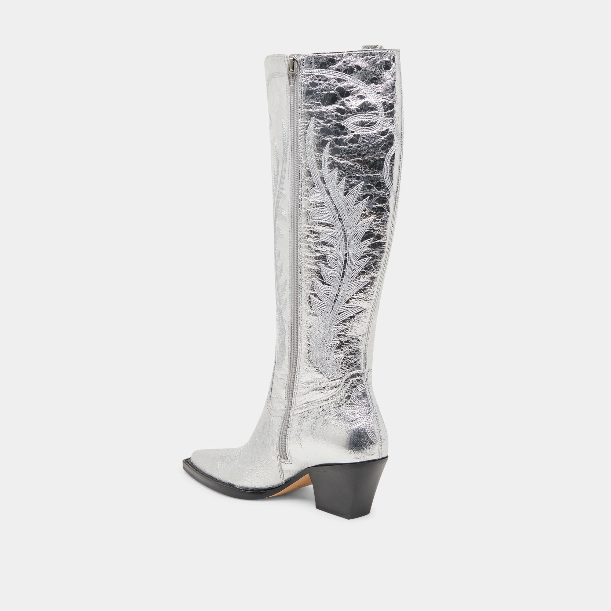 RYATT WIDE CALF BOOTS SILVER DISTRESSED LEATHER