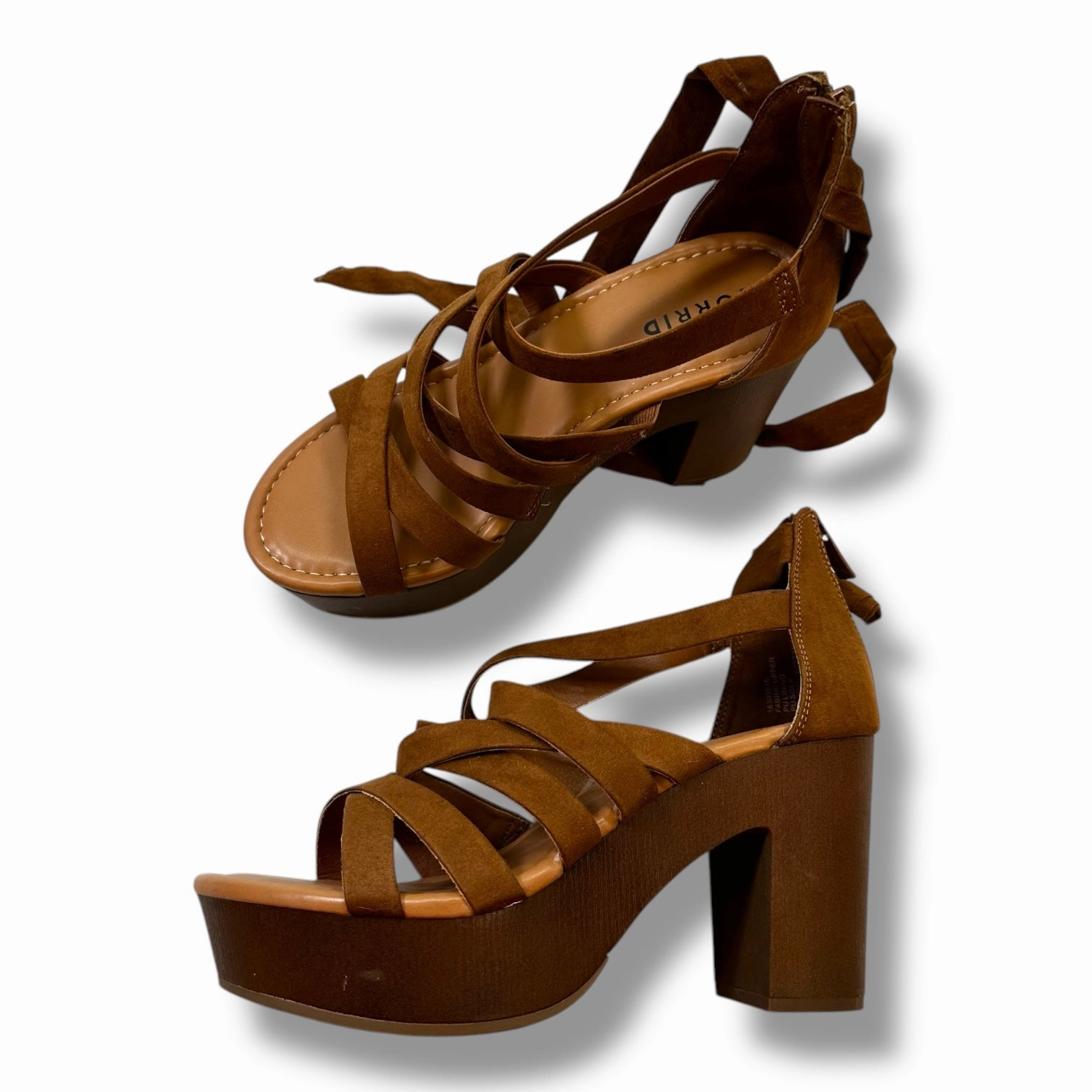 Sandals Heels Block By Torrid In Tan, Size: 7.5