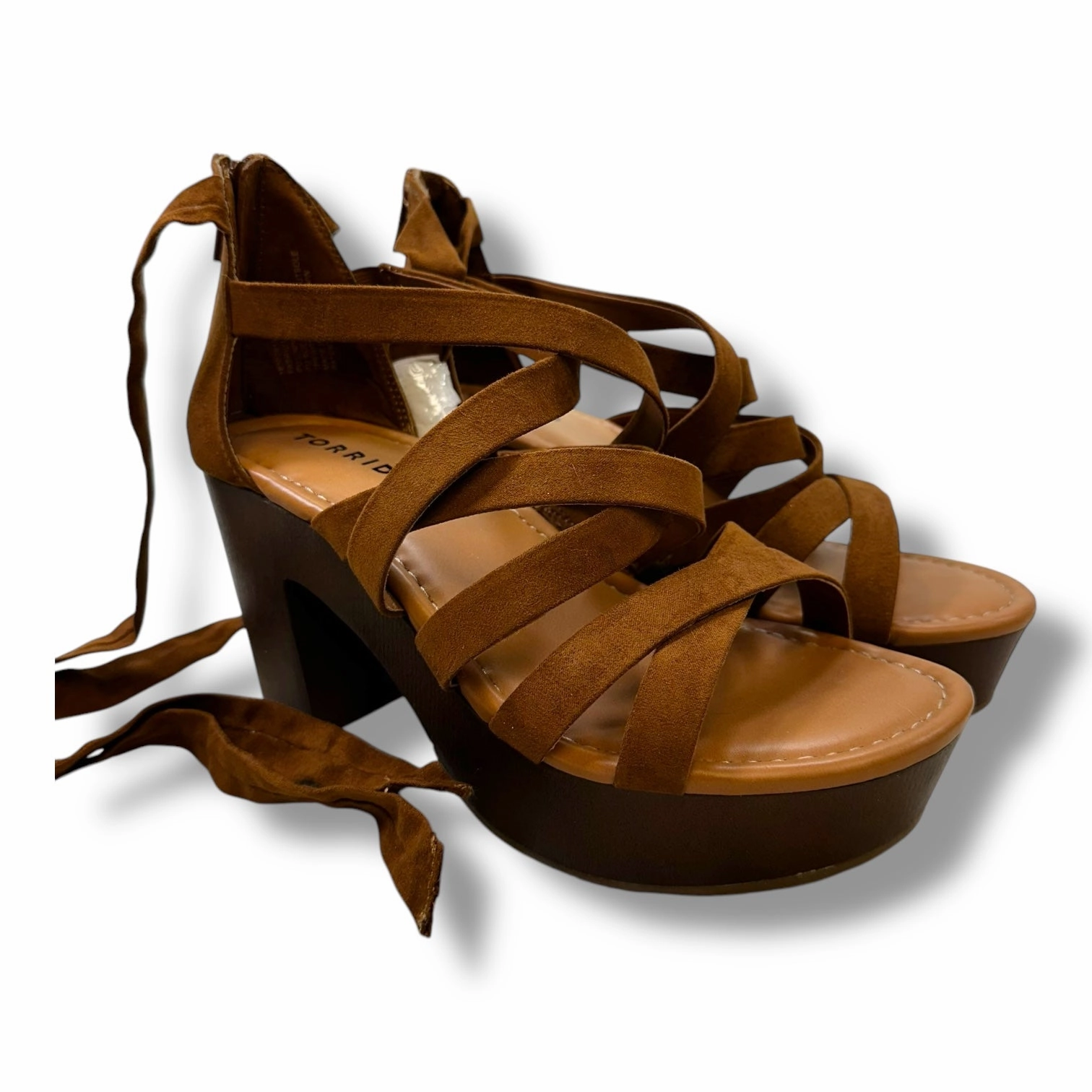 Sandals Heels Block By Torrid In Tan, Size: 7.5