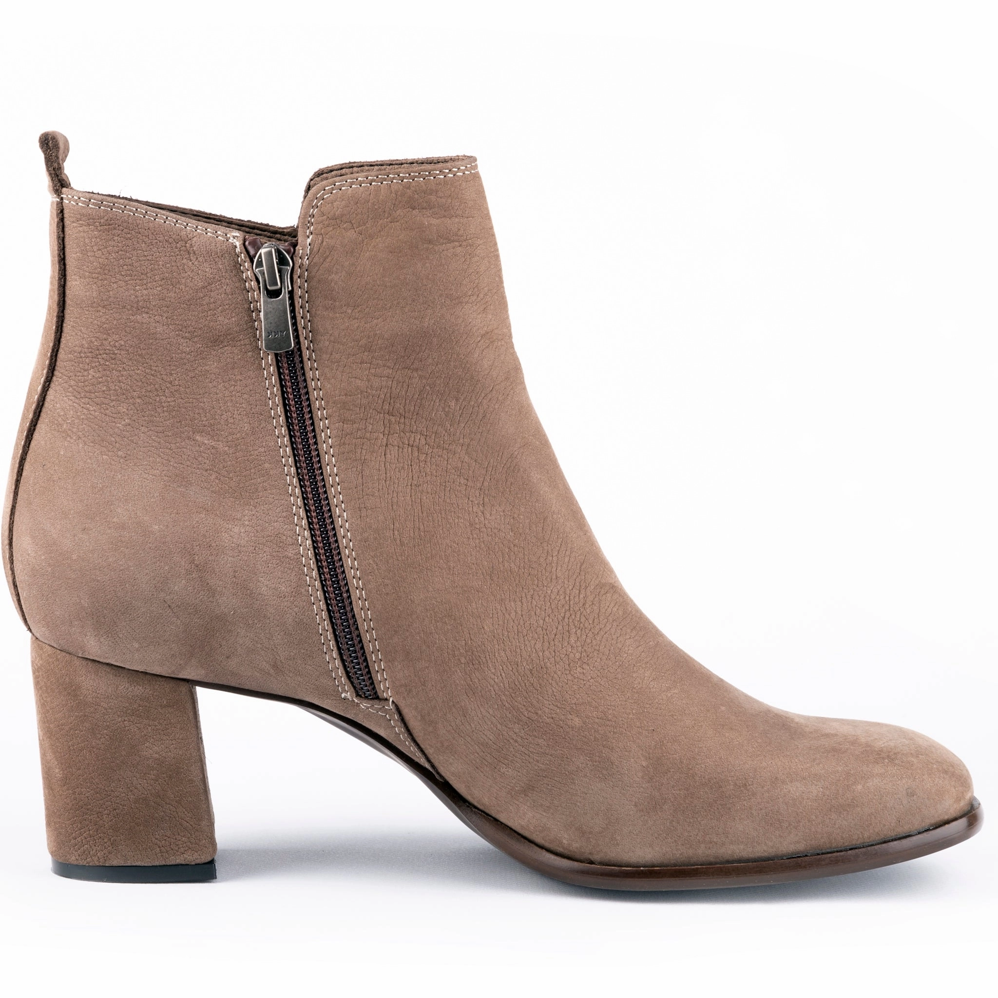 Scorpius - Double Belted Ankle Leather Booties Beige