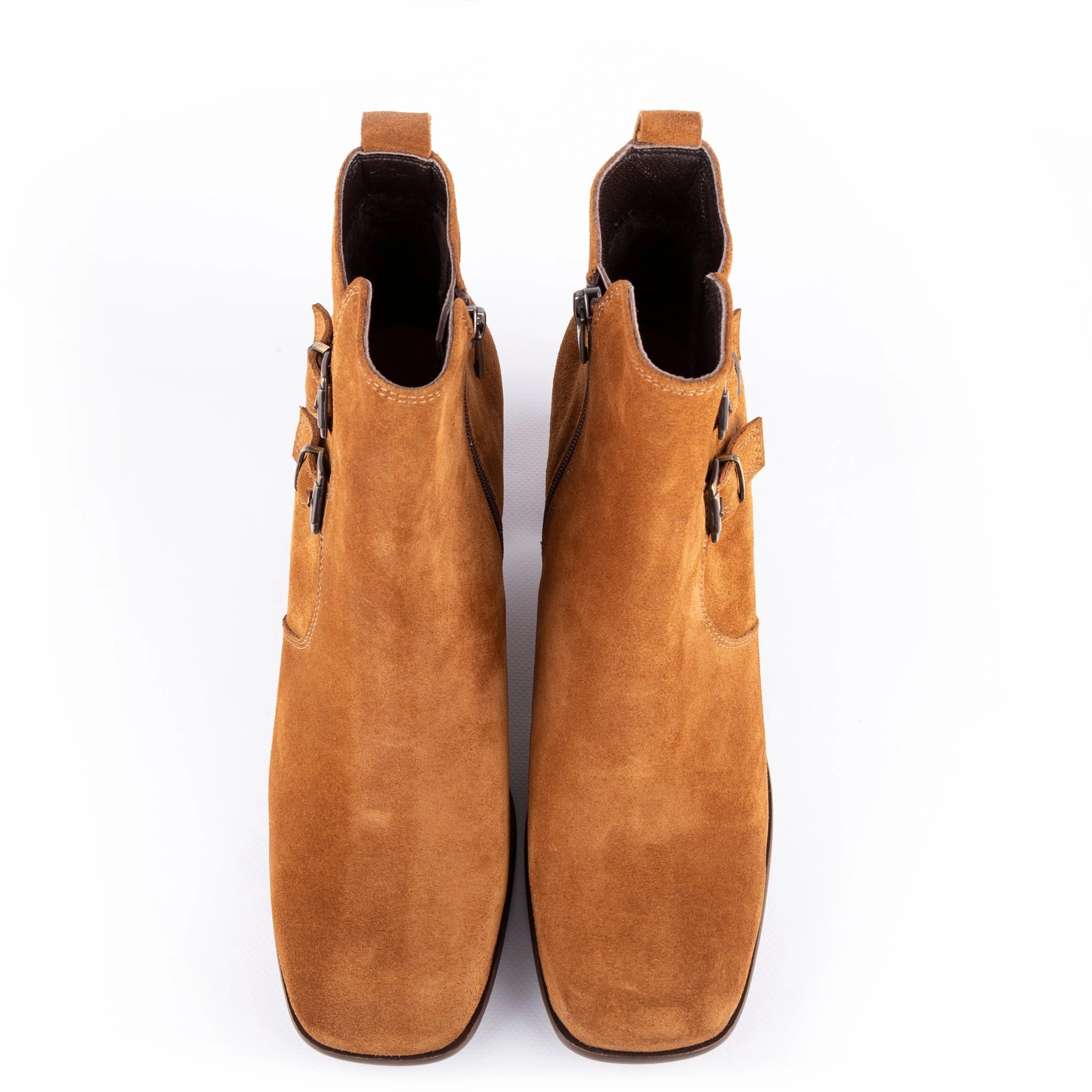Scorpius - Double Belted Ankle Leather Booties
