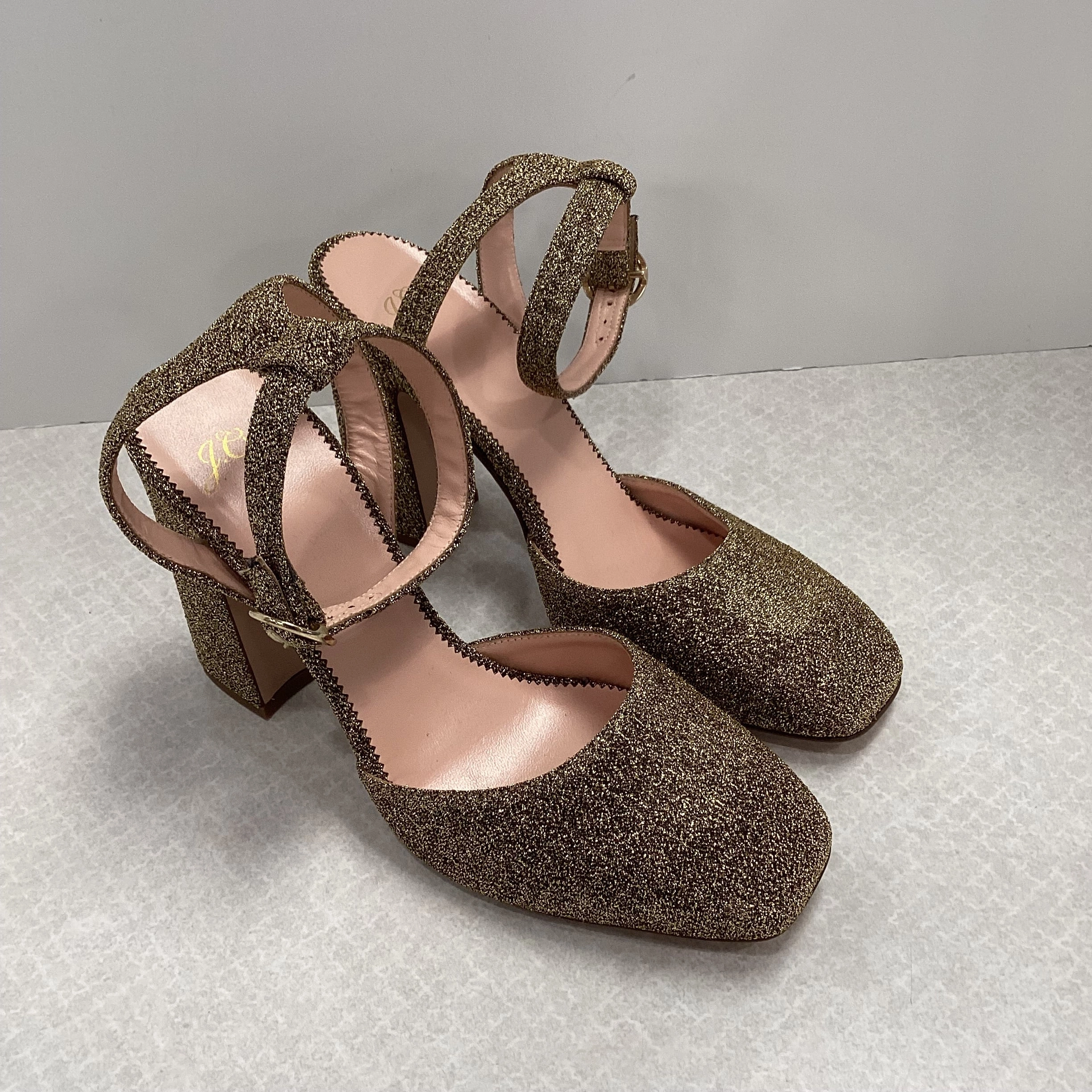 Shoes Heels Block By J. Crew In Gold, Size: 8.5
