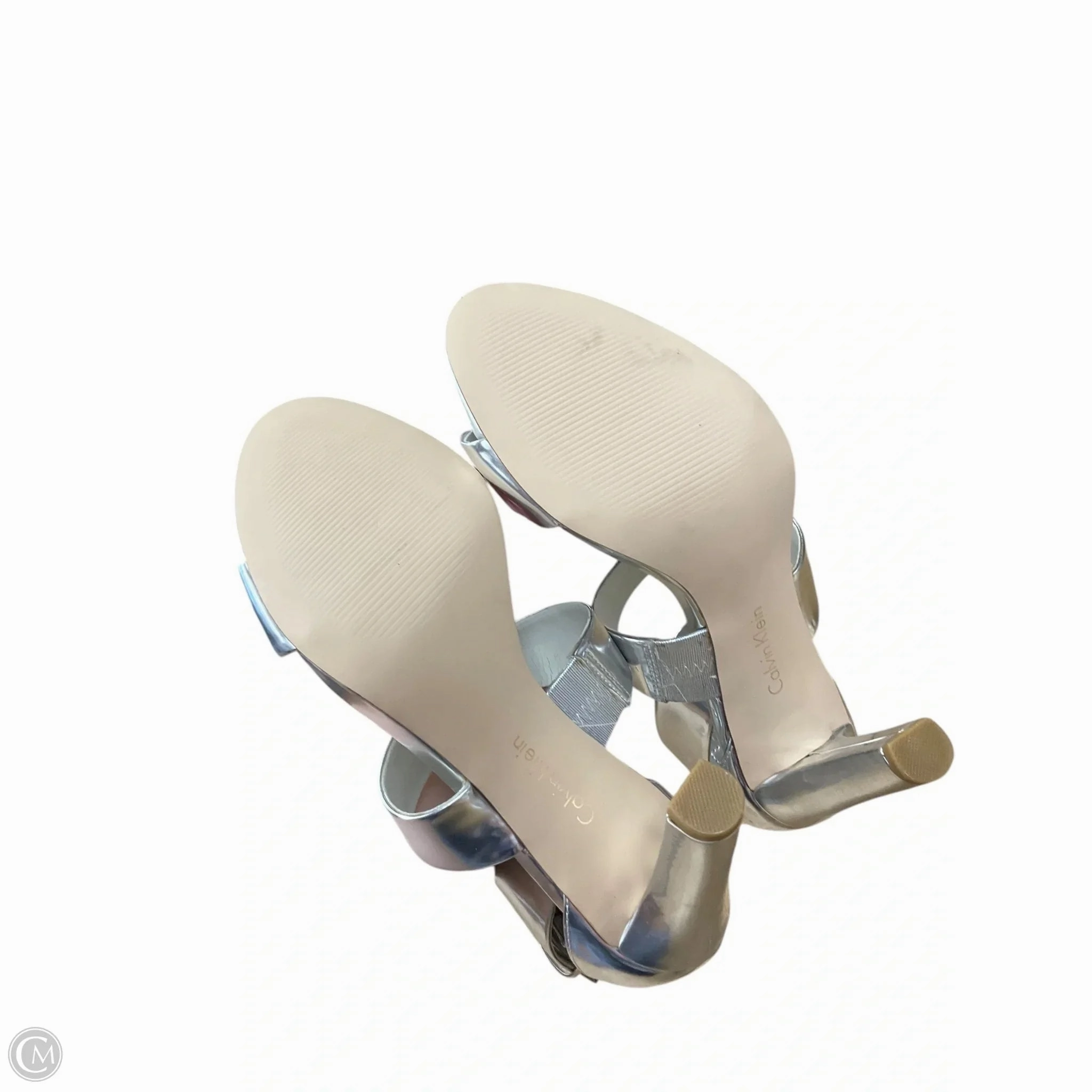 Shoes Heels Stiletto By Calvin Klein In Silver, Size: 8.5