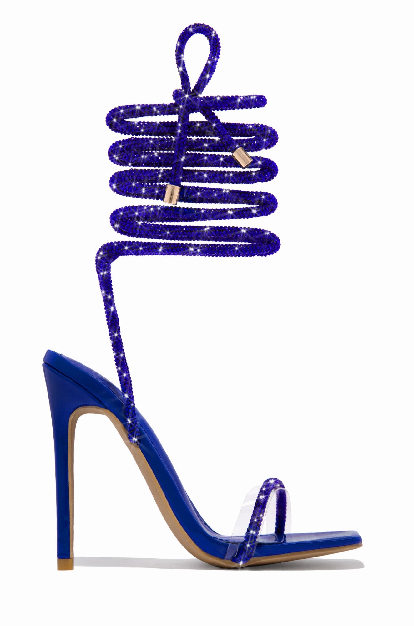 Sofia Embellished Lace Up Heels - Blue
