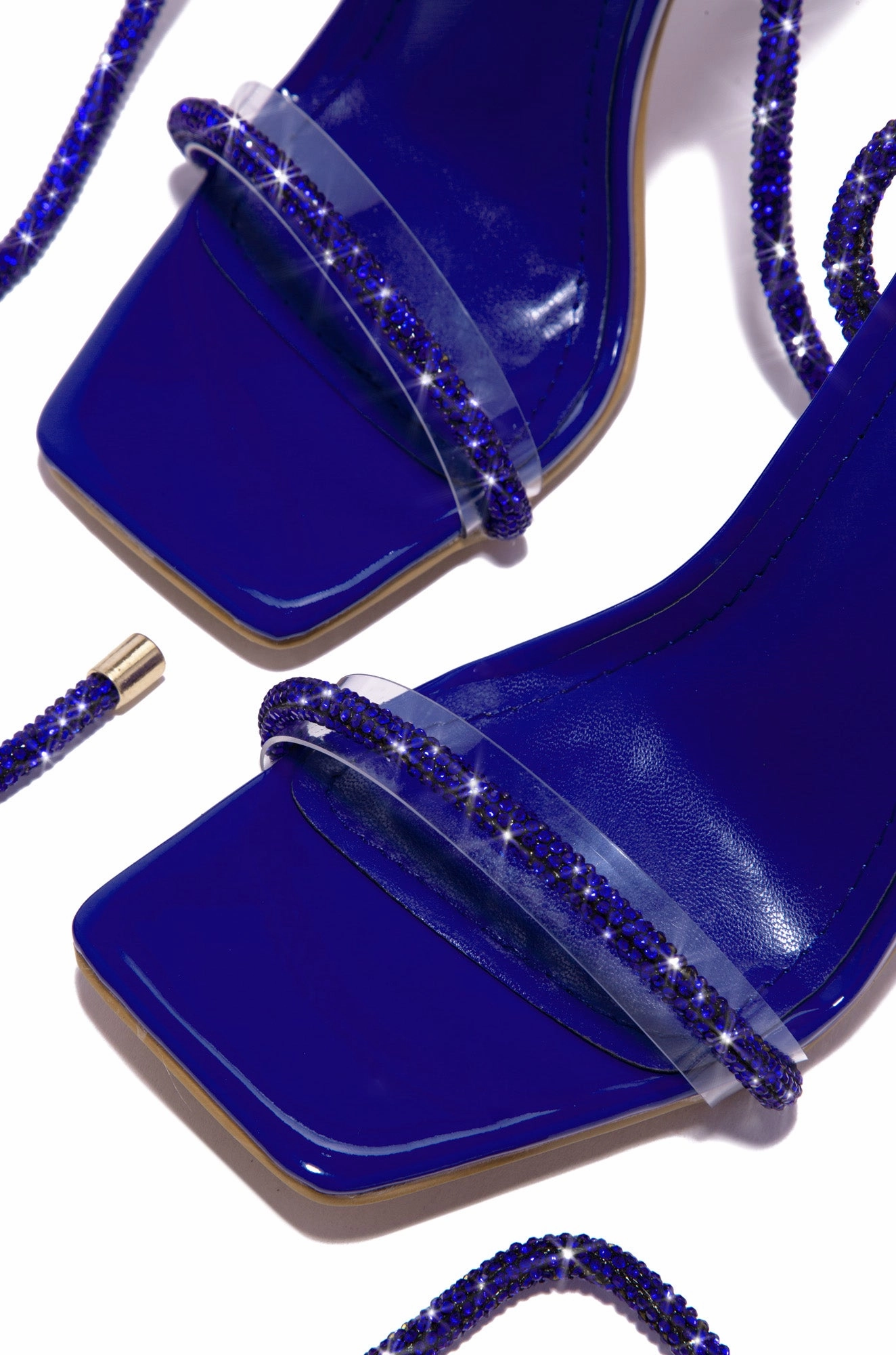 Sofia Embellished Lace Up Heels - Blue