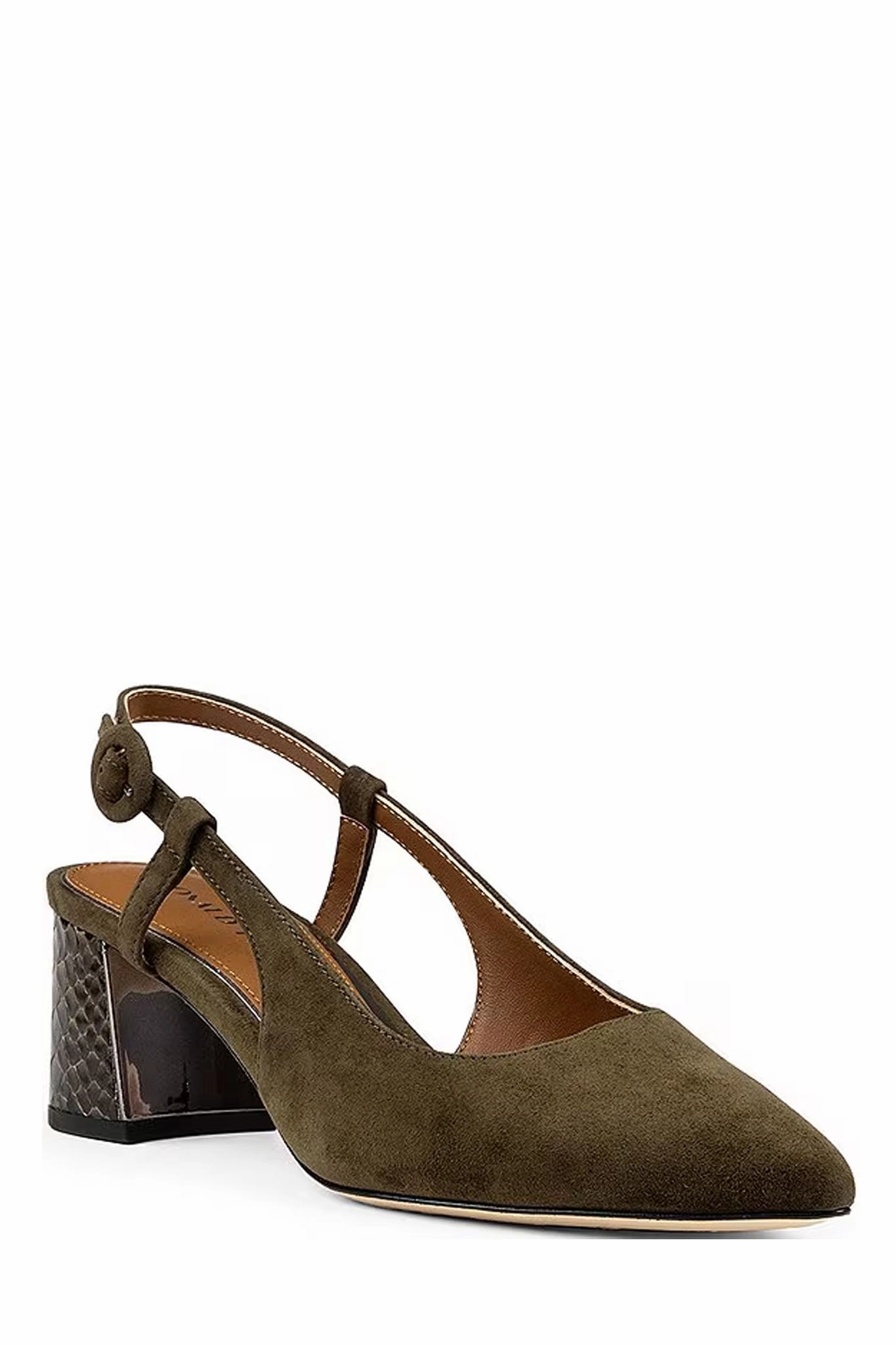 Song Croc Heel - Military Green Suede