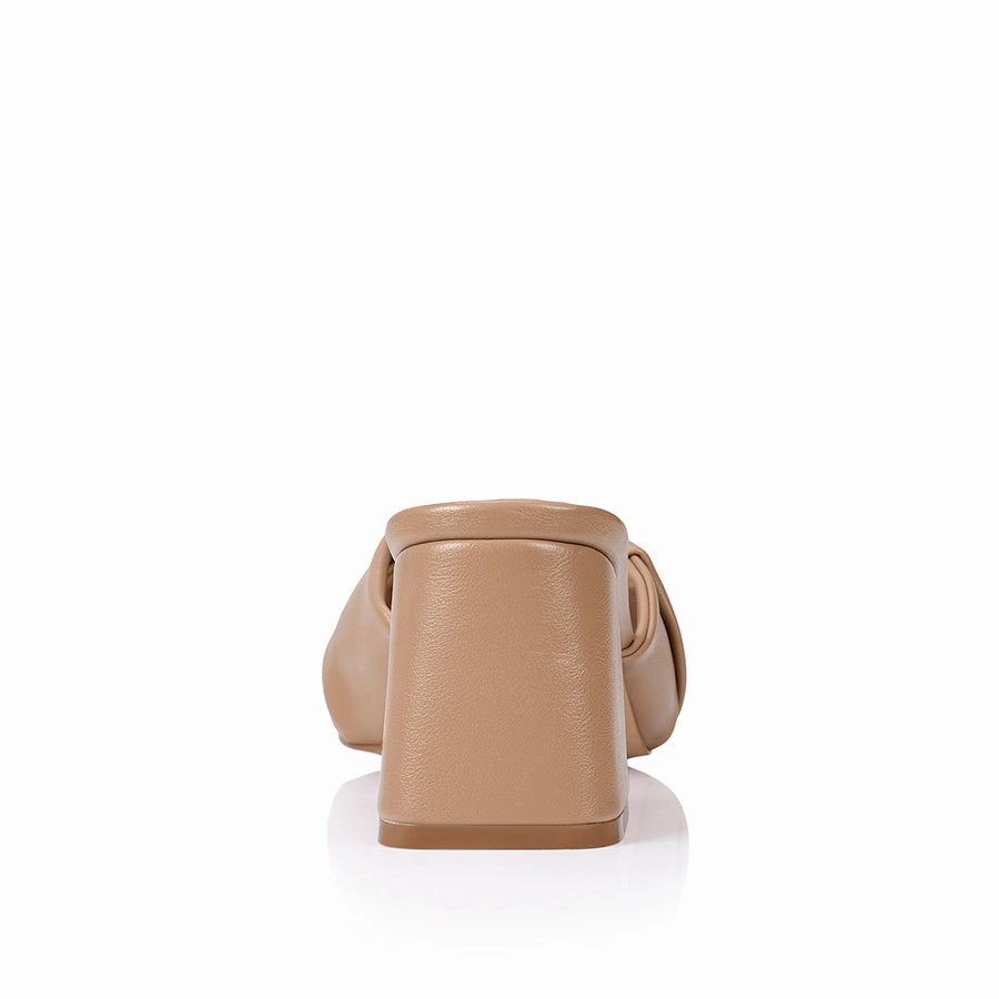 Stella Block Heel Mules - Dark Camel Smooth