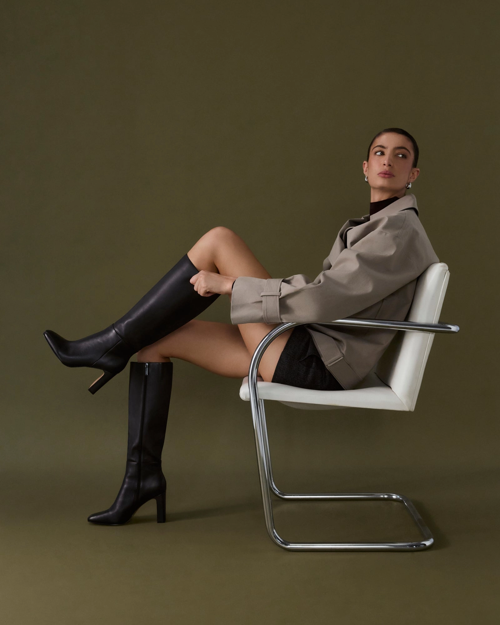 STORMI KNEE BOOTS BLACK LEATHER