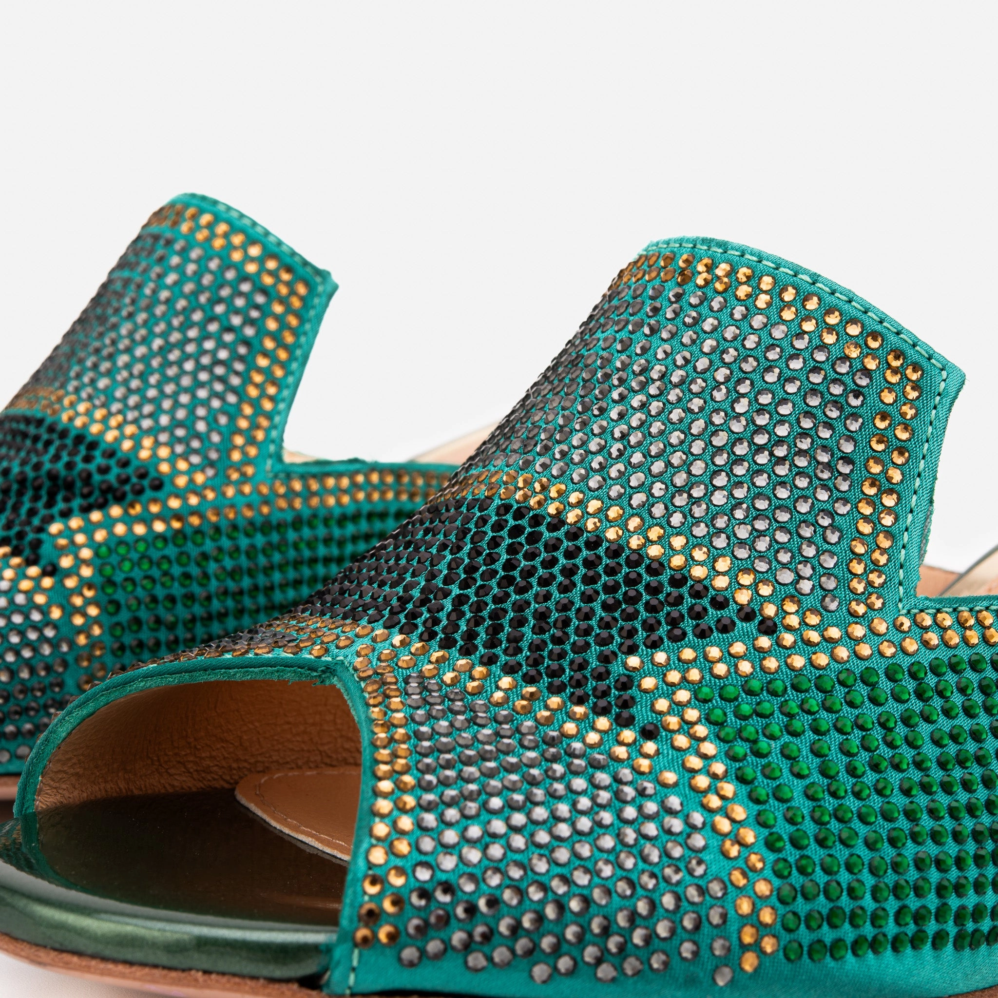 The Magnolia Green Glitter Leather Women Sandal