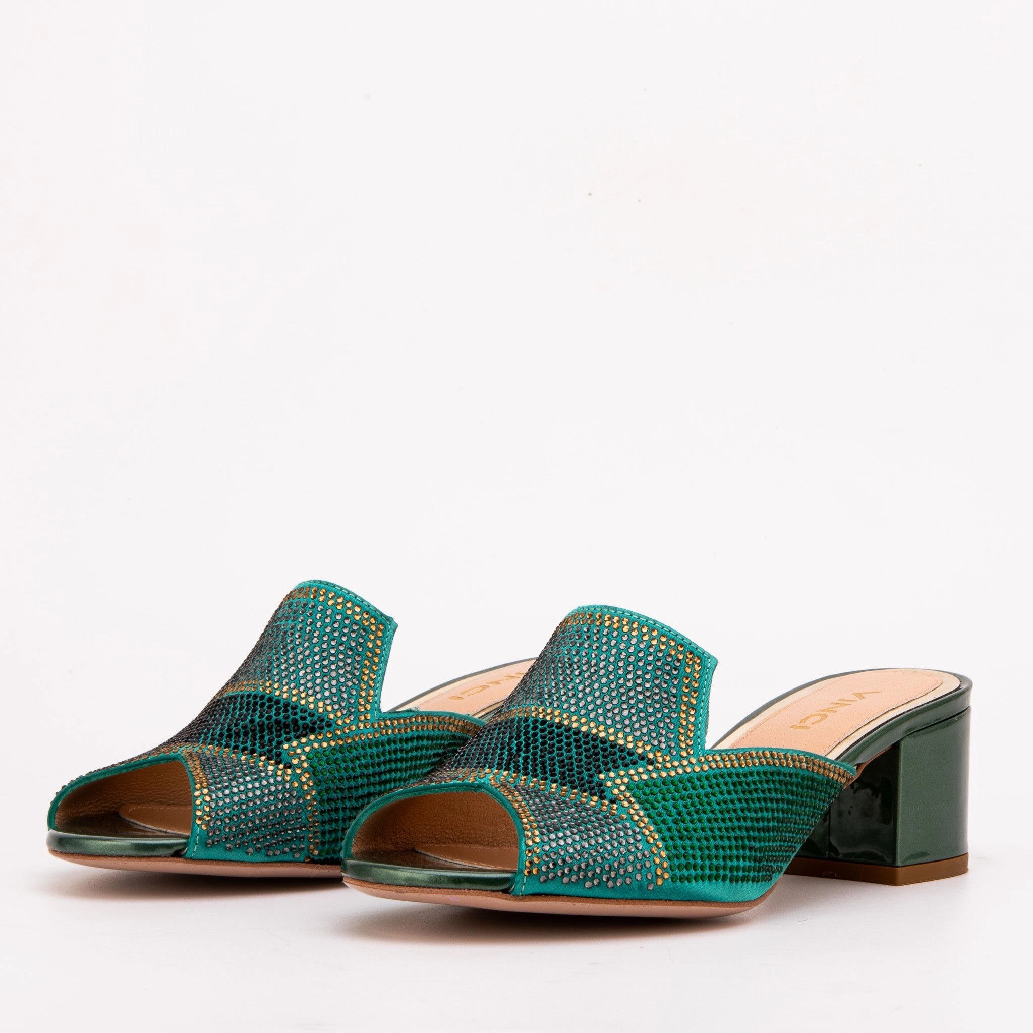 The Magnolia Green Glitter Leather Women Sandal