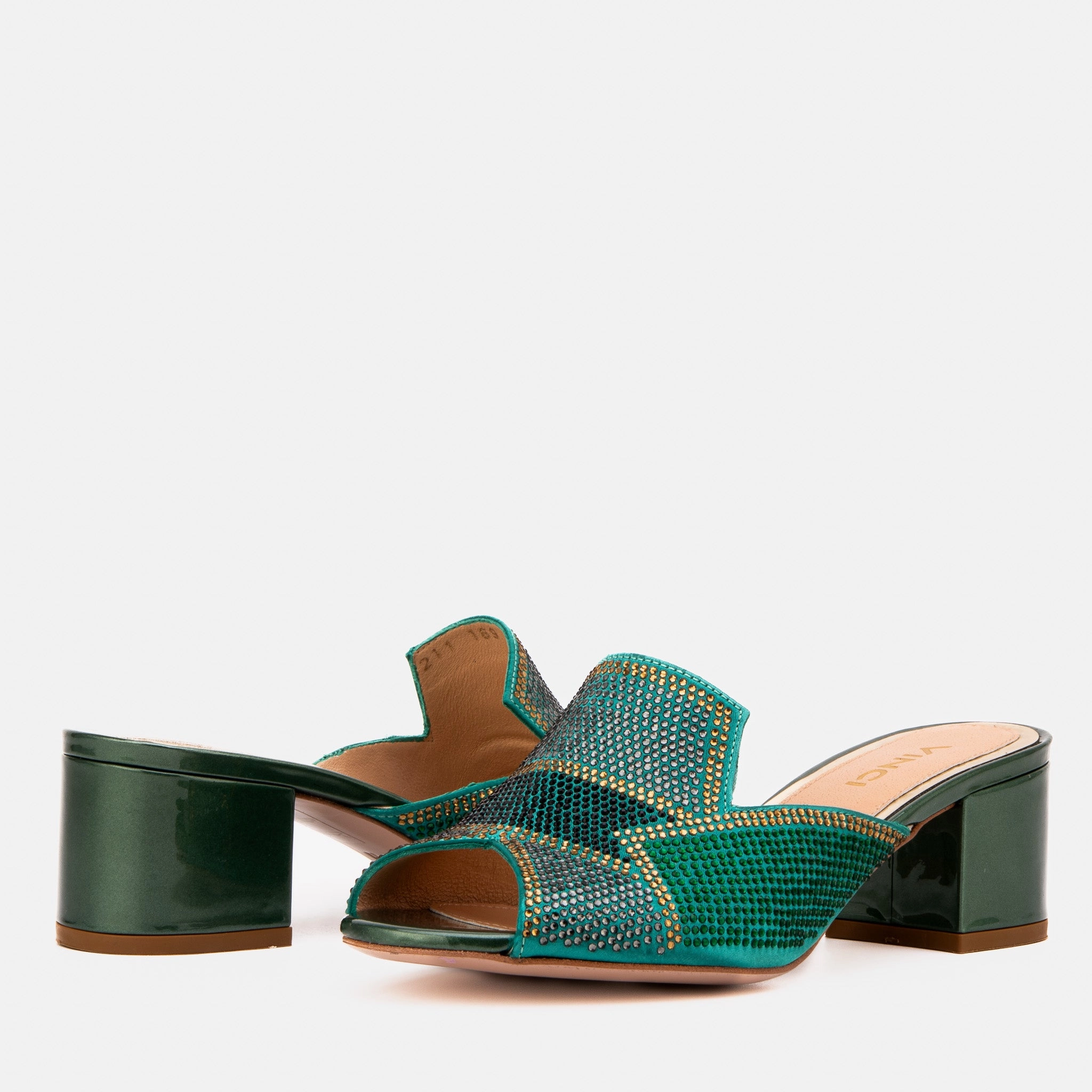 The Magnolia Green Glitter Leather Women Sandal