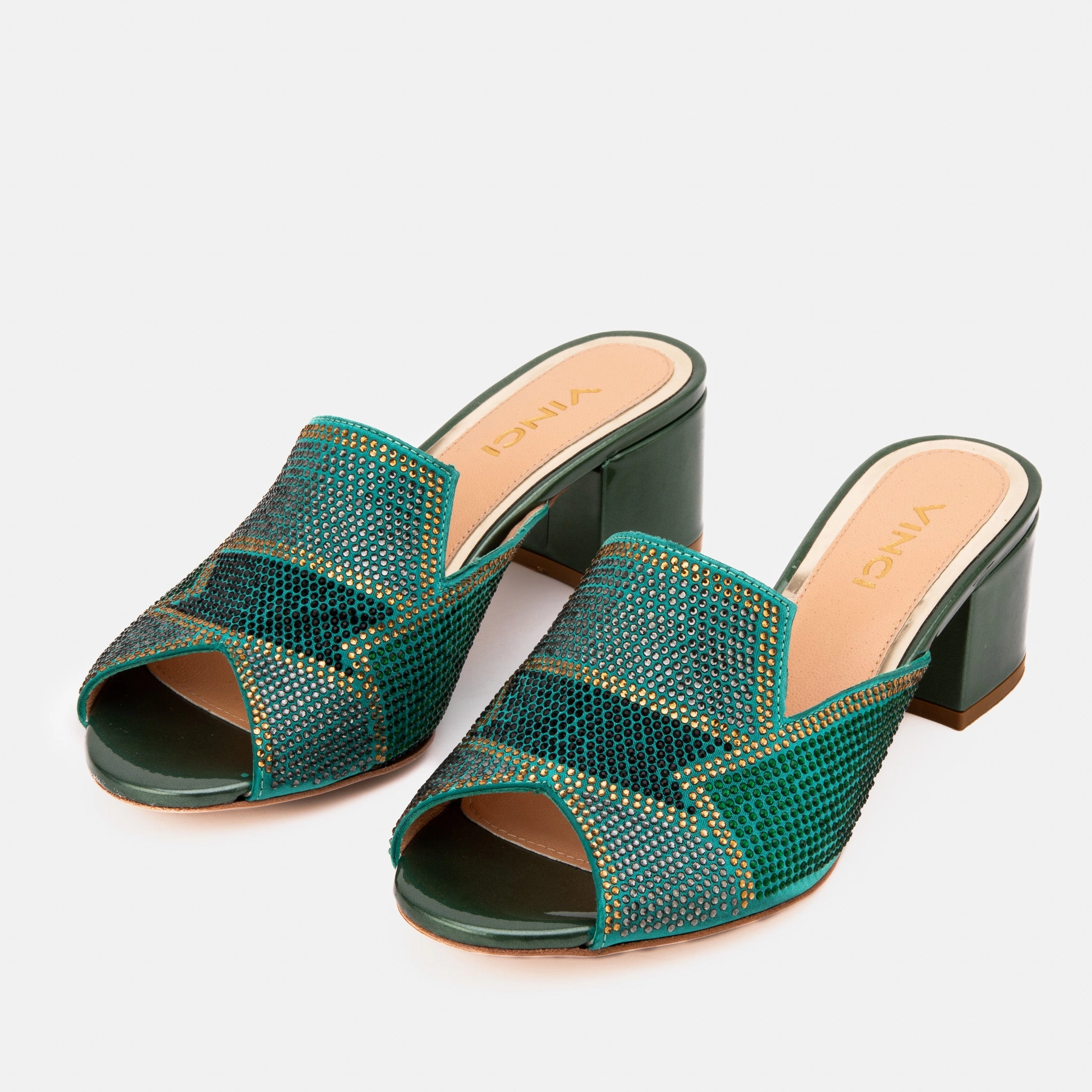 The Magnolia Green Glitter Leather Women Sandal