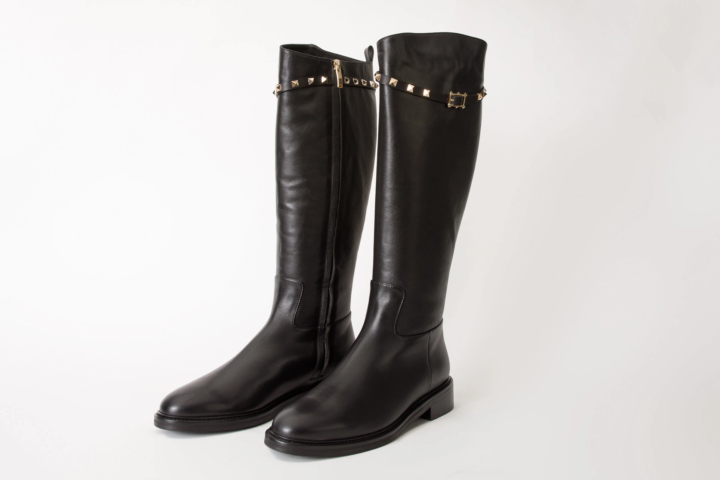 The Rica Black Leather Knee High Women Boot