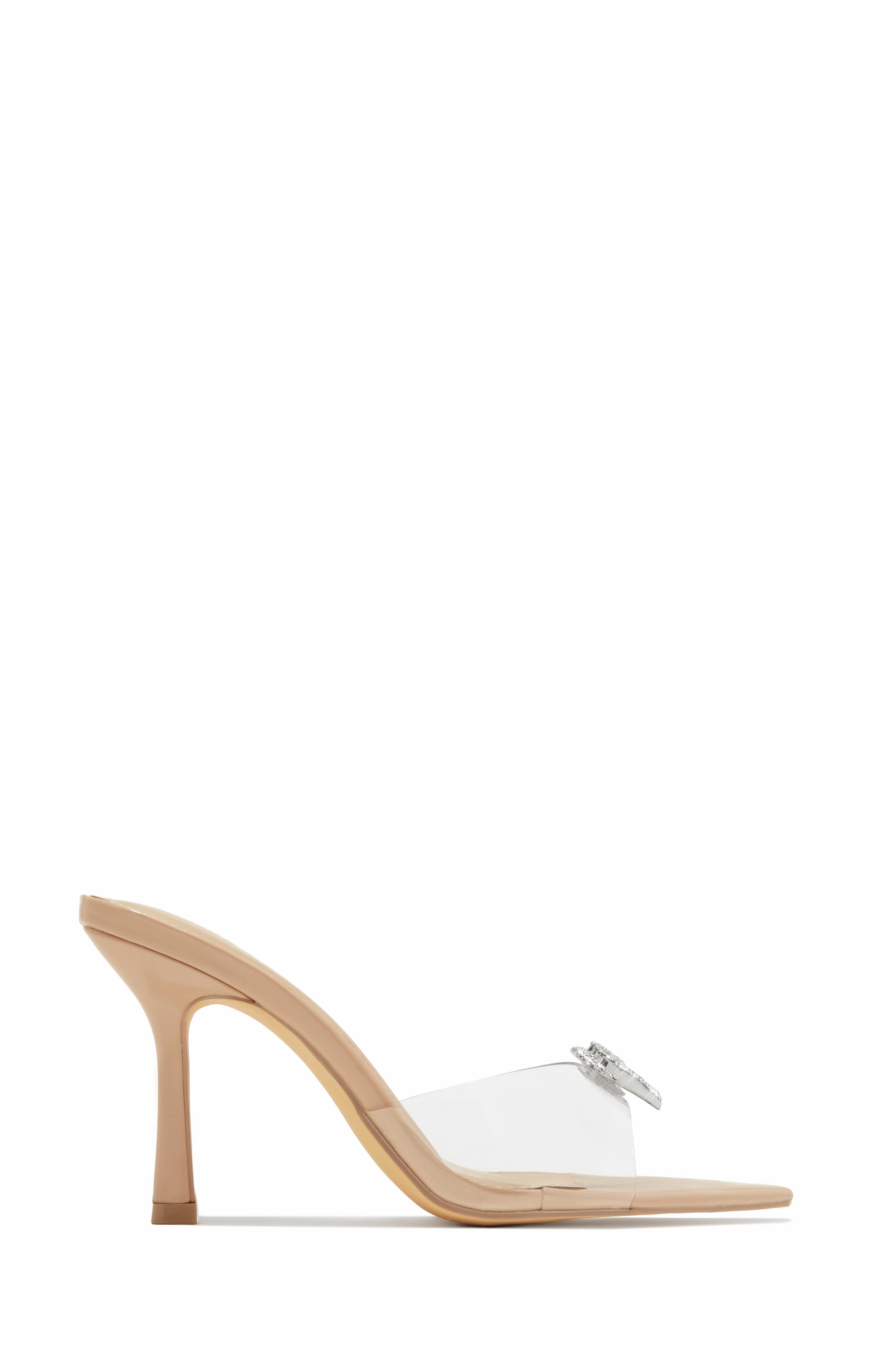 Uilani Heart Embellished Mule Heels - Clear