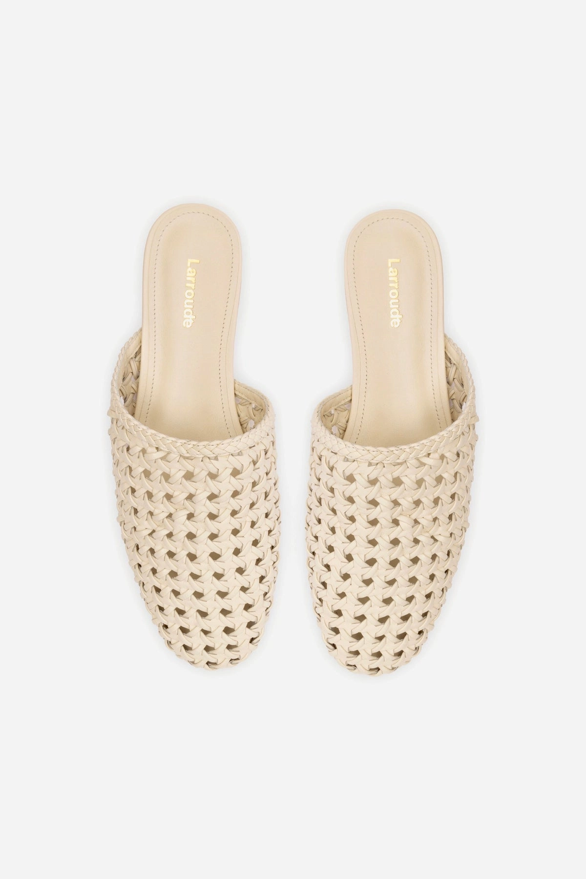 Venice Macrame Flat Mule In Ivory Leather