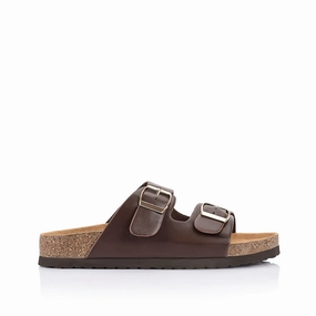 Xylo Footbed Slides - Chocolate Brown